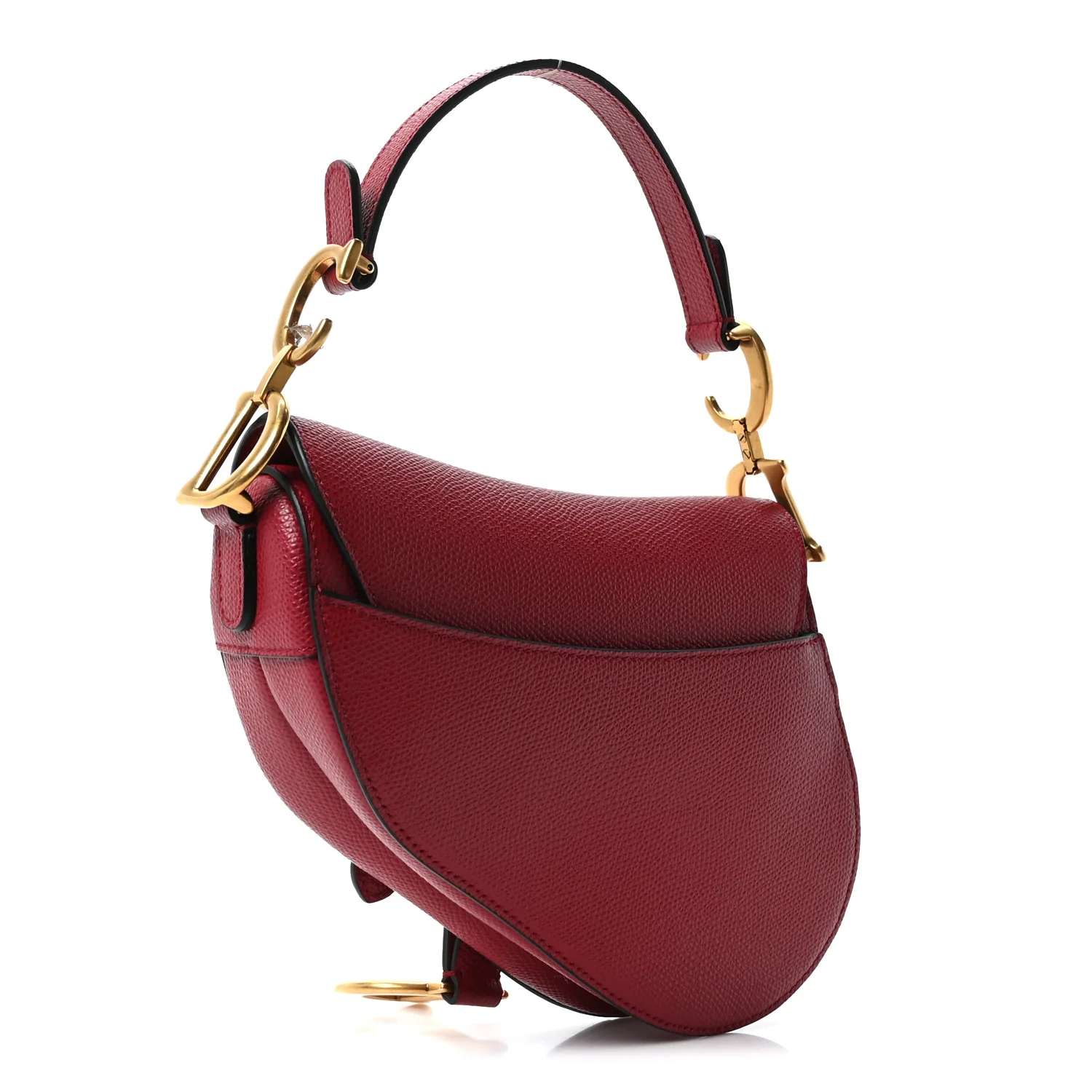 Grained Calfskin Mini Saddle Bag Red - Image 3