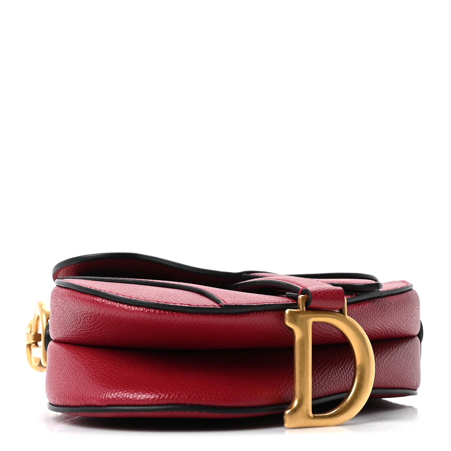 Grained Calfskin Mini Saddle Bag Red - Image 4