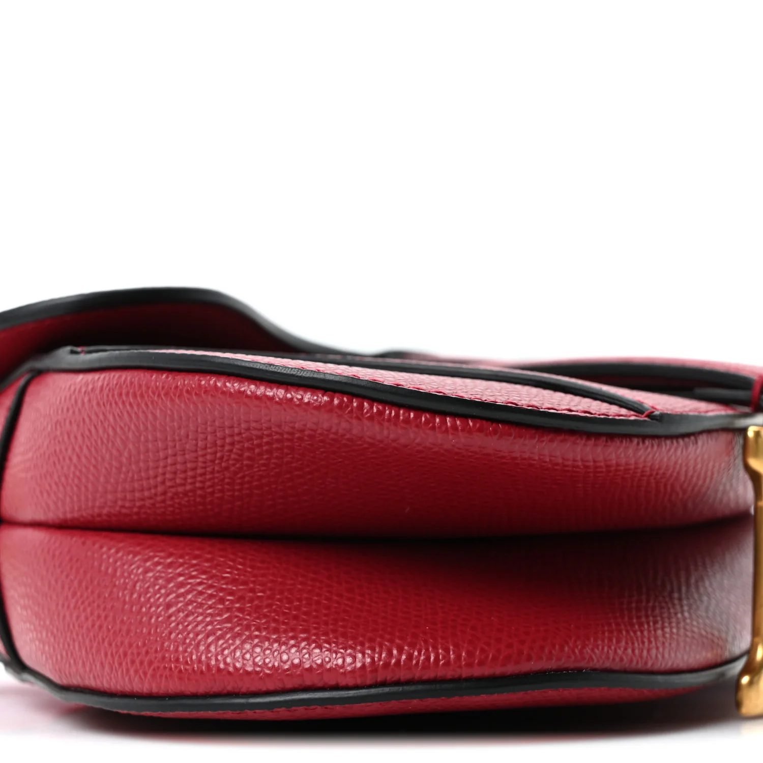 Grained Calfskin Mini Saddle Bag Red - Image 9