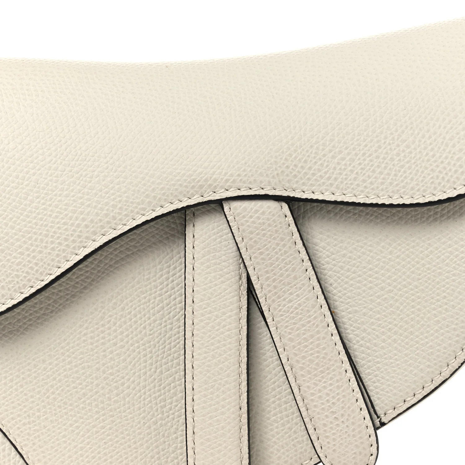 Grained Calfskin Mini Saddle Bag White - Image 8
