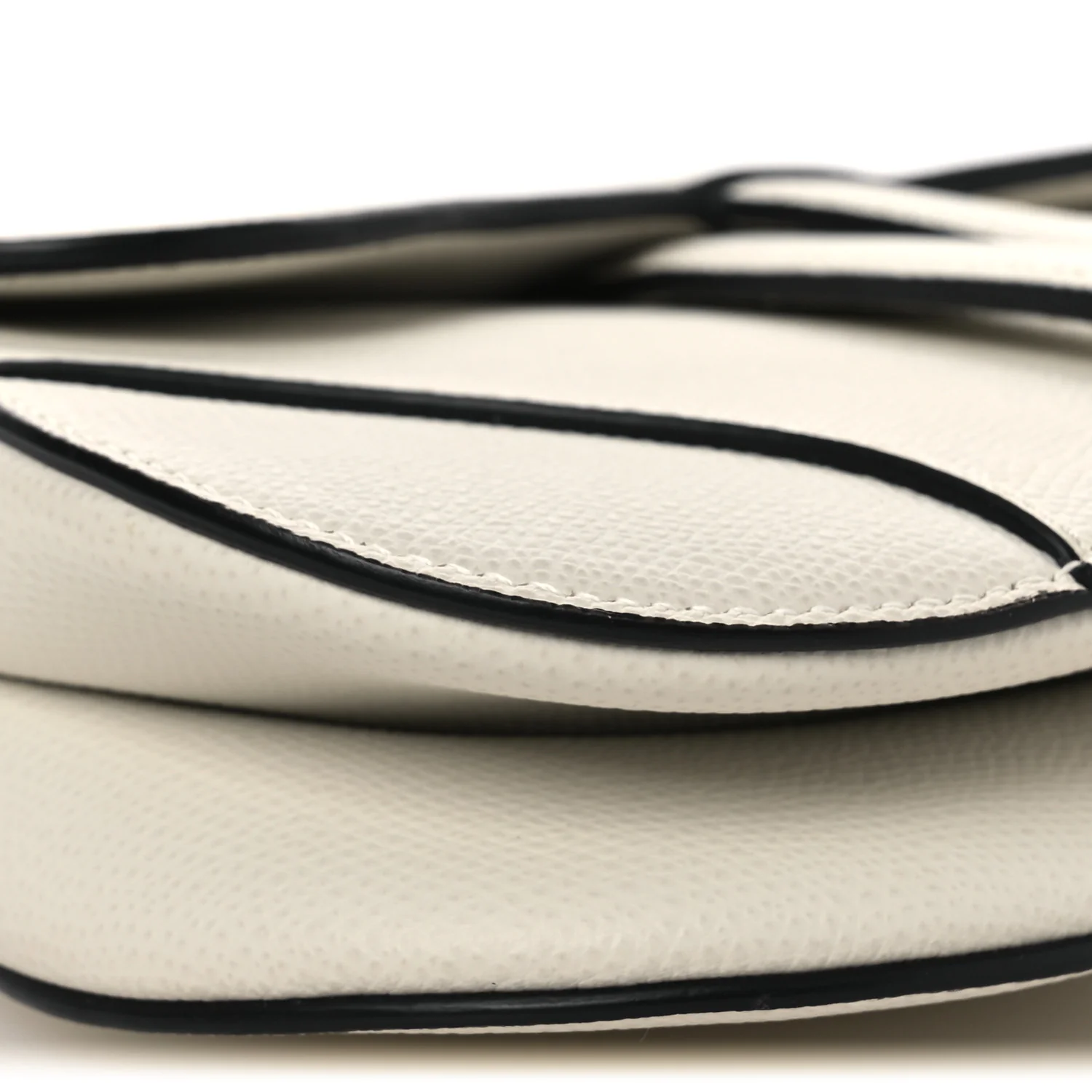 Grained Calfskin Mini Saddle Bag White - Image 9