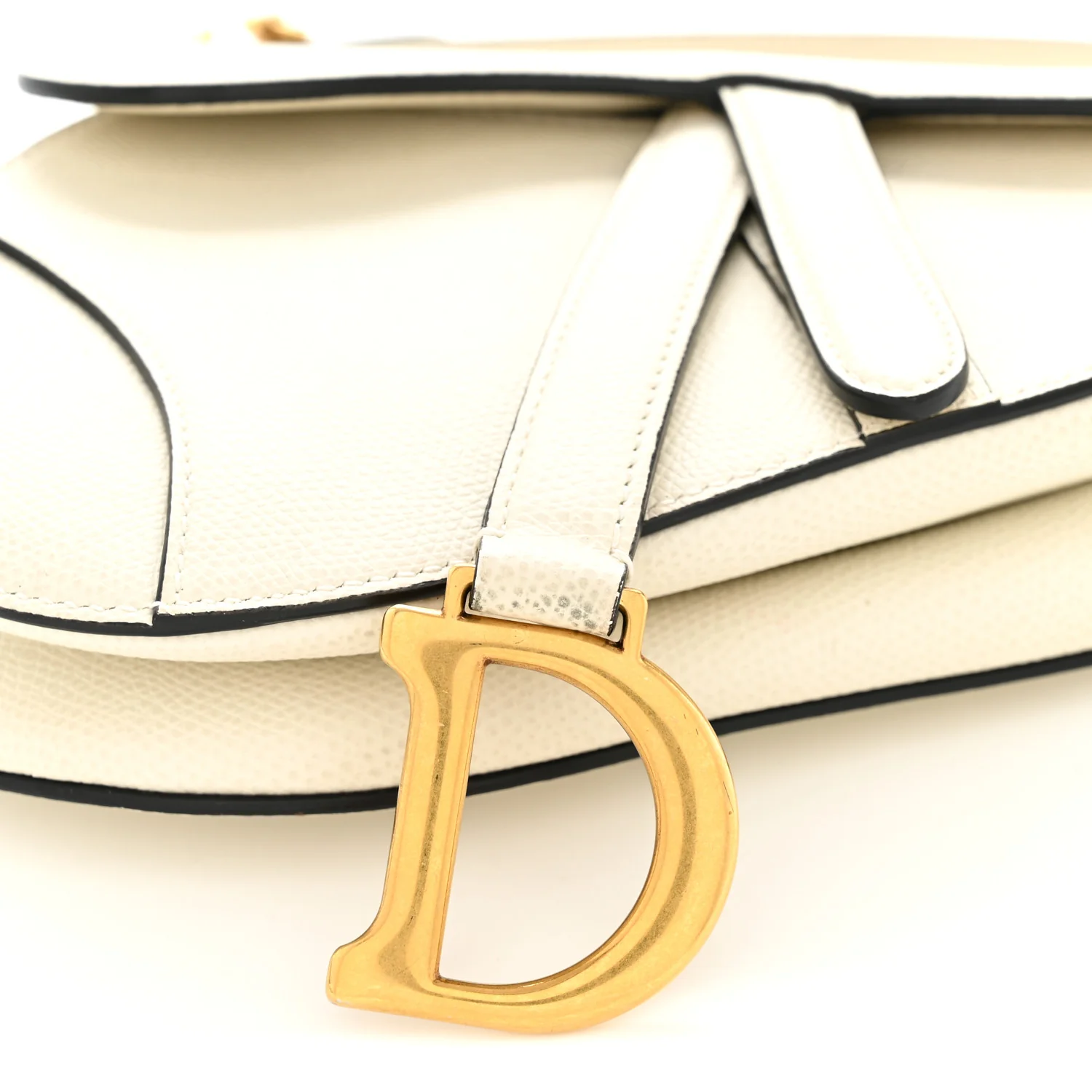 Grained Calfskin Mini Saddle Bag White - Image 13