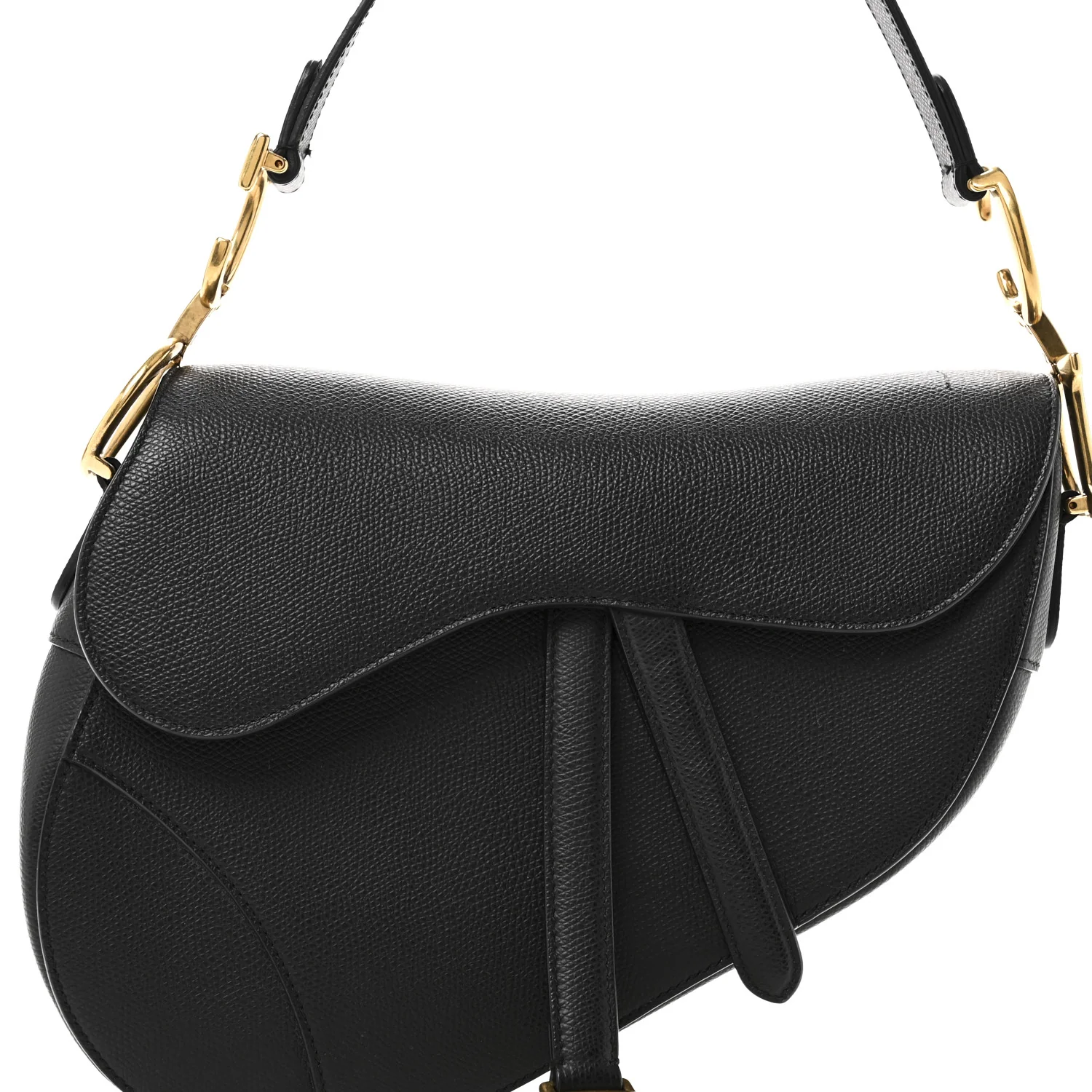 Grained Calfskin Saddle Bag Black - Image 8