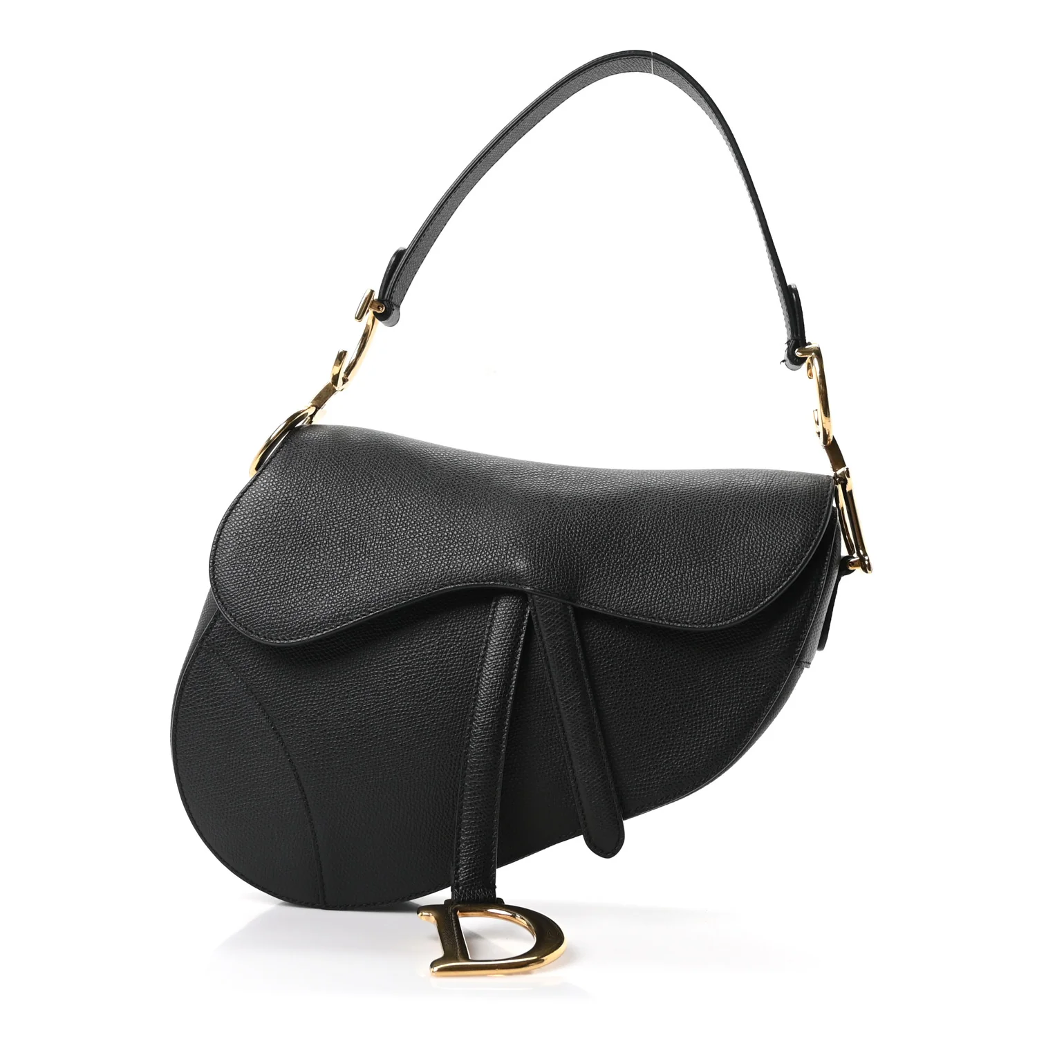 Grained Calfskin Saddle Bag Black