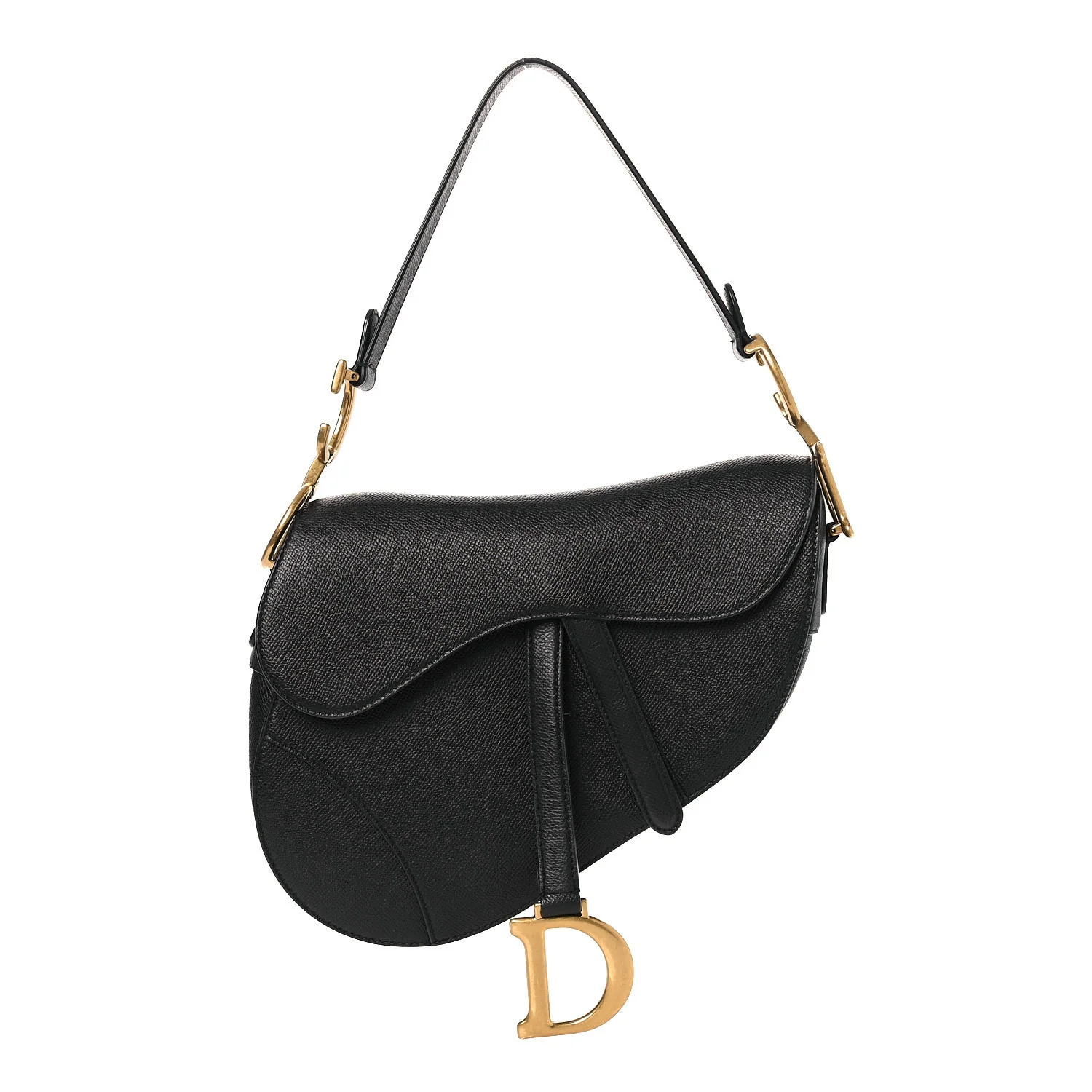 Grained Calfskin Saddle Bag Black