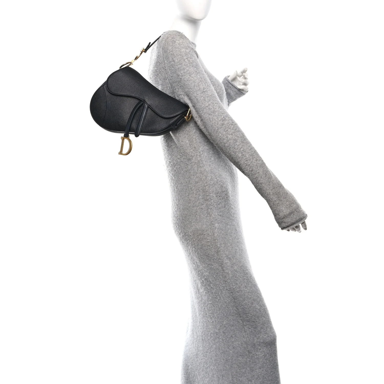 Grained Calfskin Saddle Bag Black - Image 2