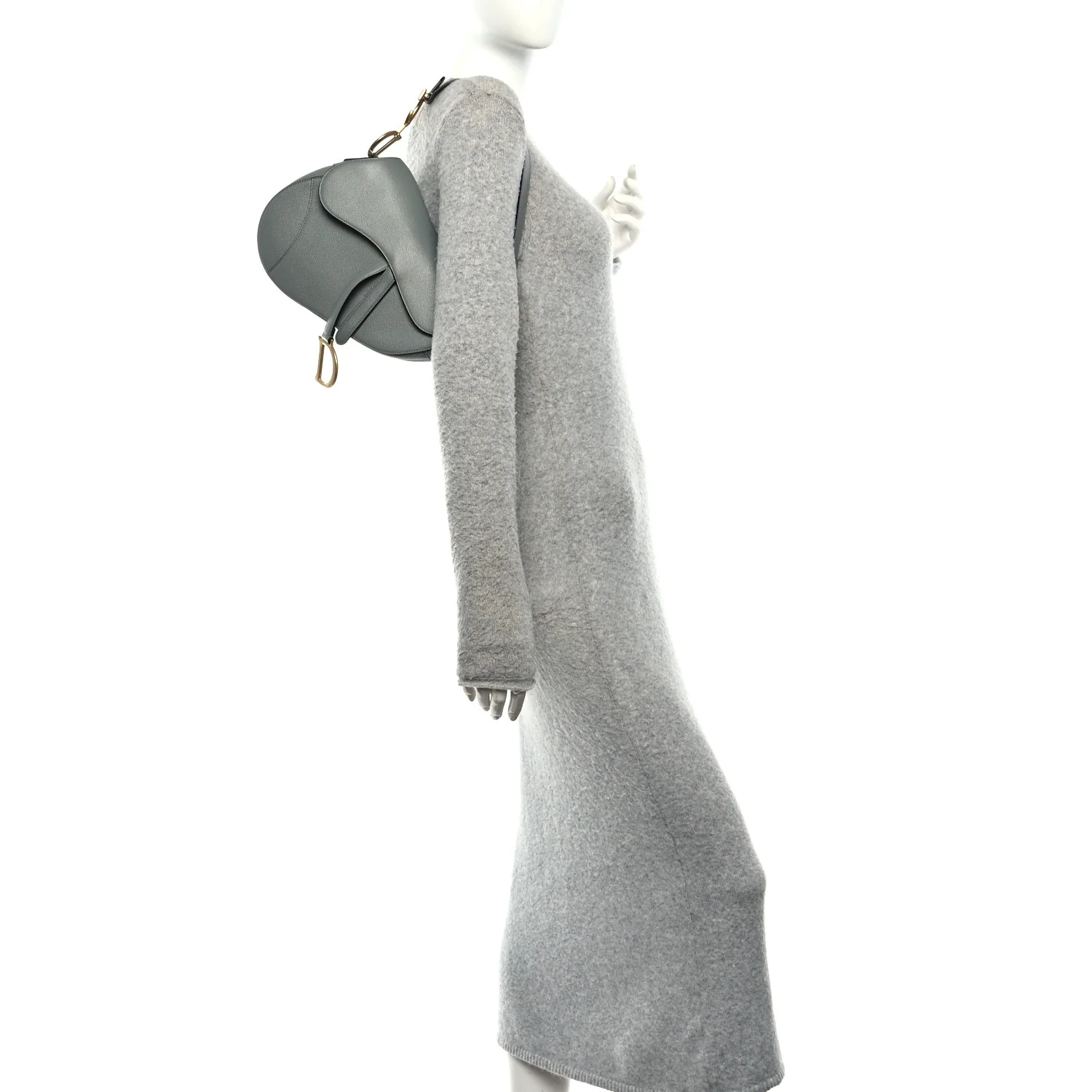 Grained Calfskin Saddle Bag Grey Stone - Image 2
