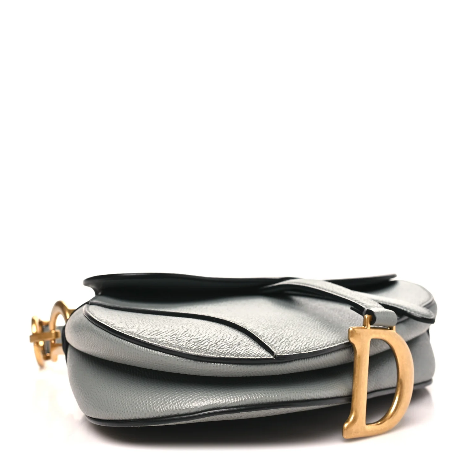 Grained Calfskin Saddle Bag Grey Stone - Image 4