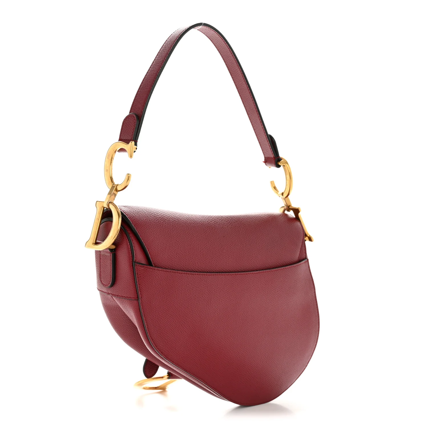 Grained Calfskin Saddle Bag Red - Image 3