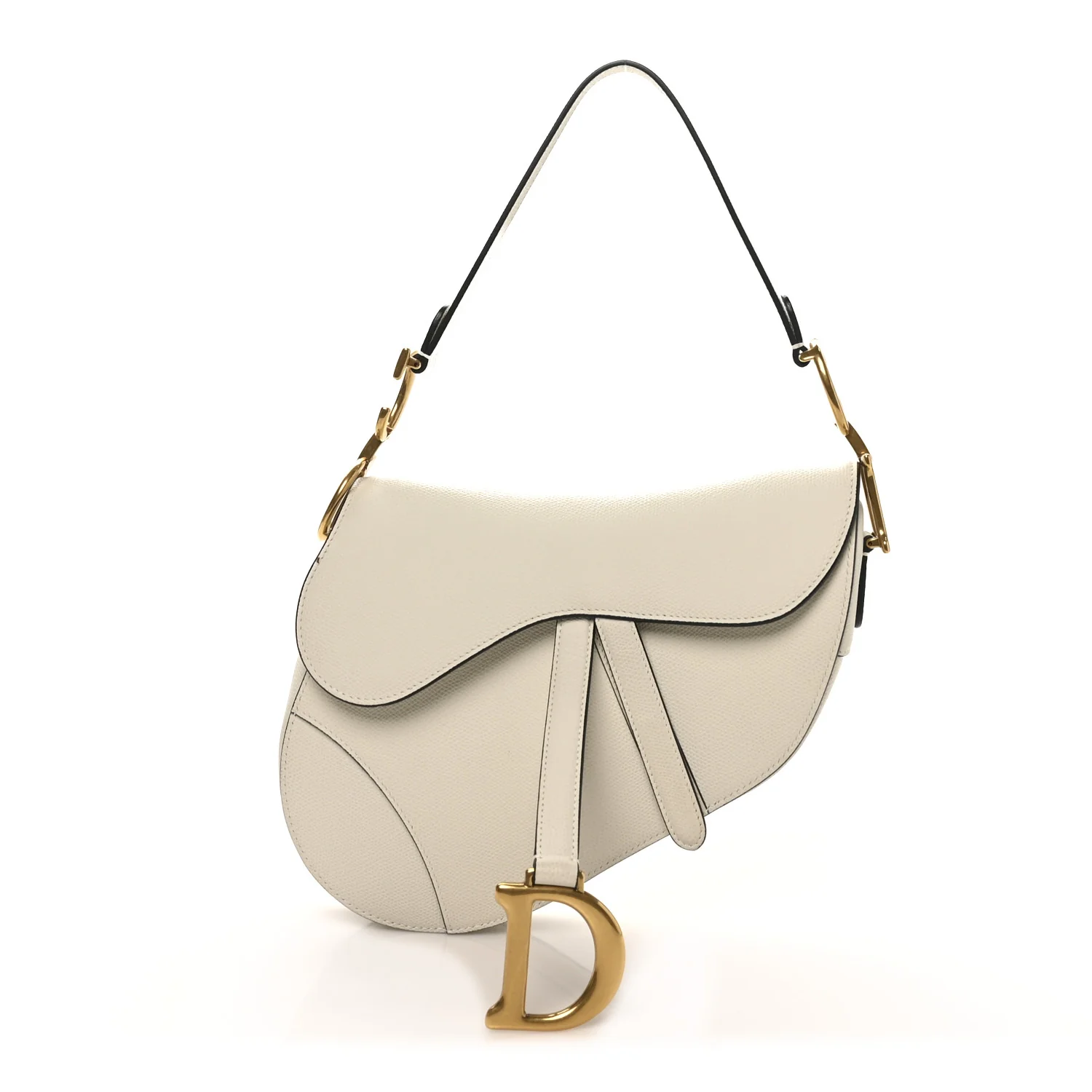 Grained Calfskin Saddle Bag White