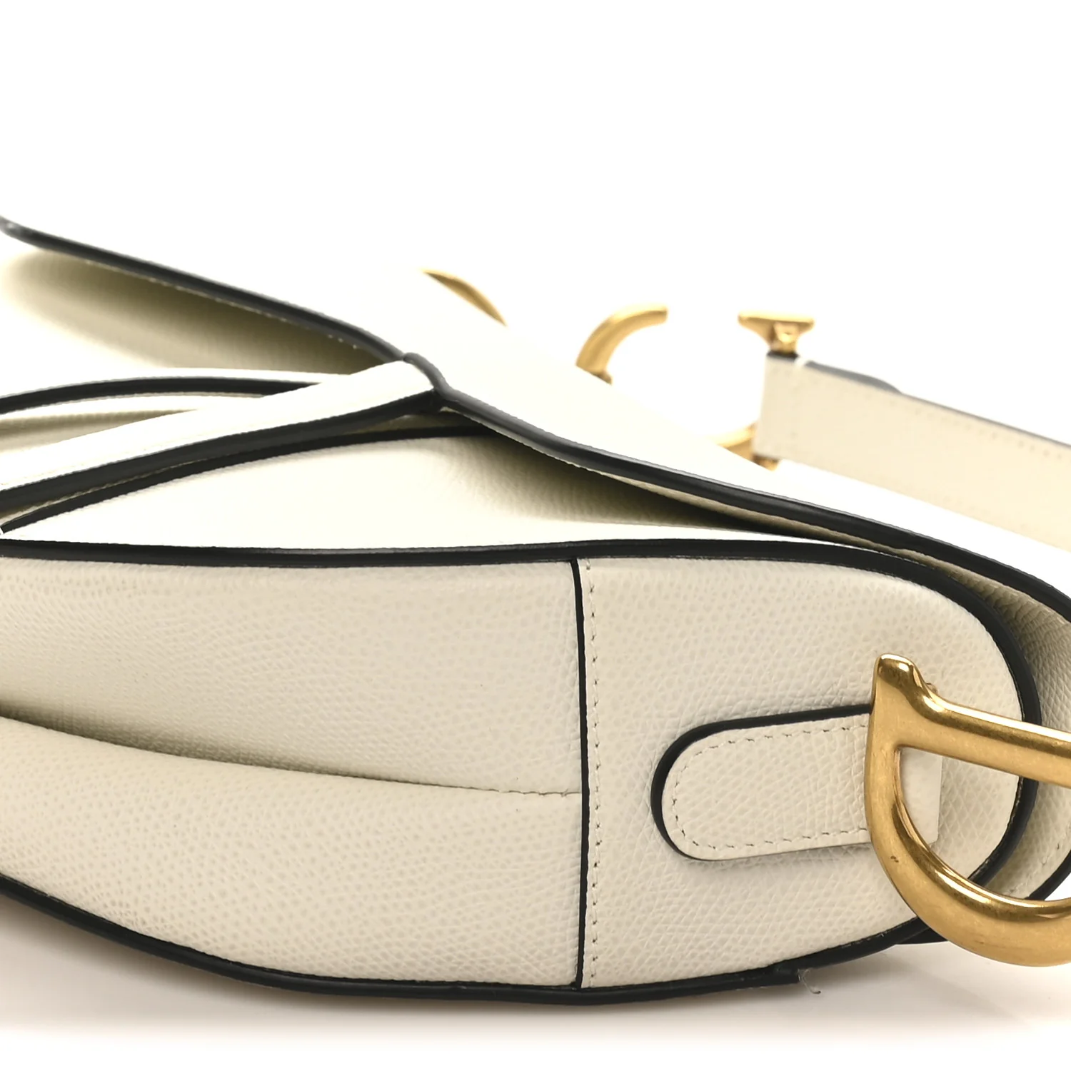 Grained Calfskin Saddle Bag White - Image 10