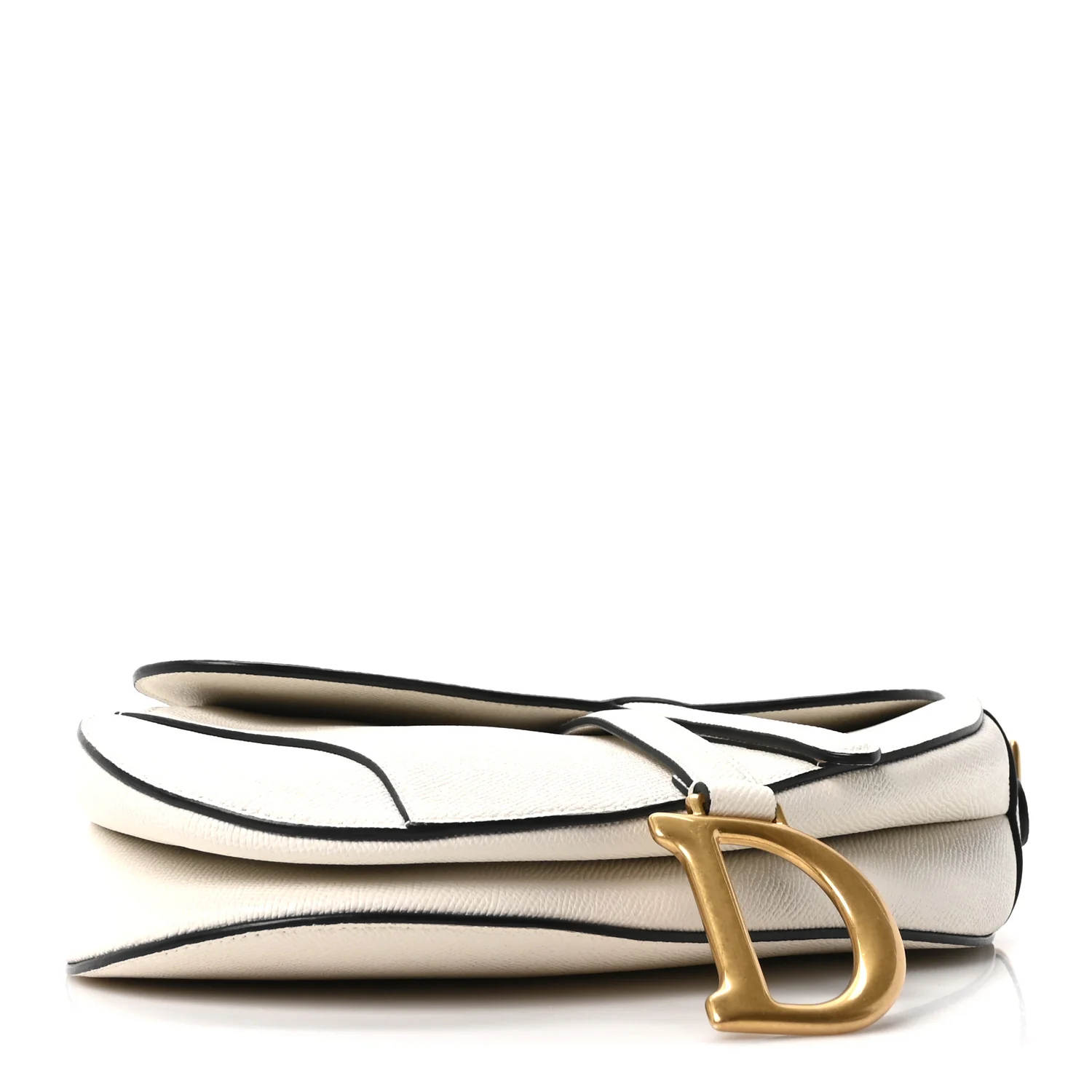 Grained Calfskin Saddle Bag White - Image 4