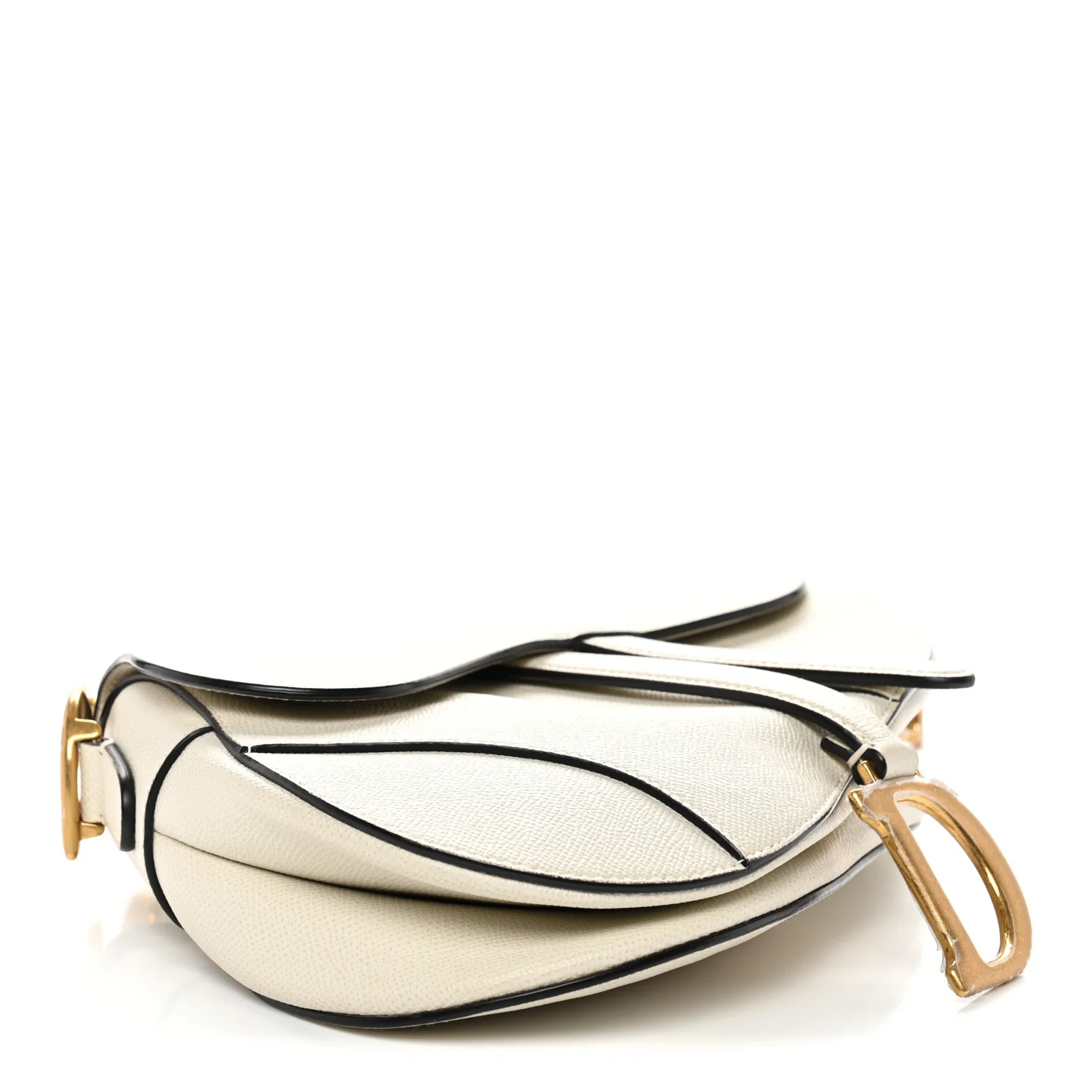 Grained Calfskin Saddle Bag White - Image 4
