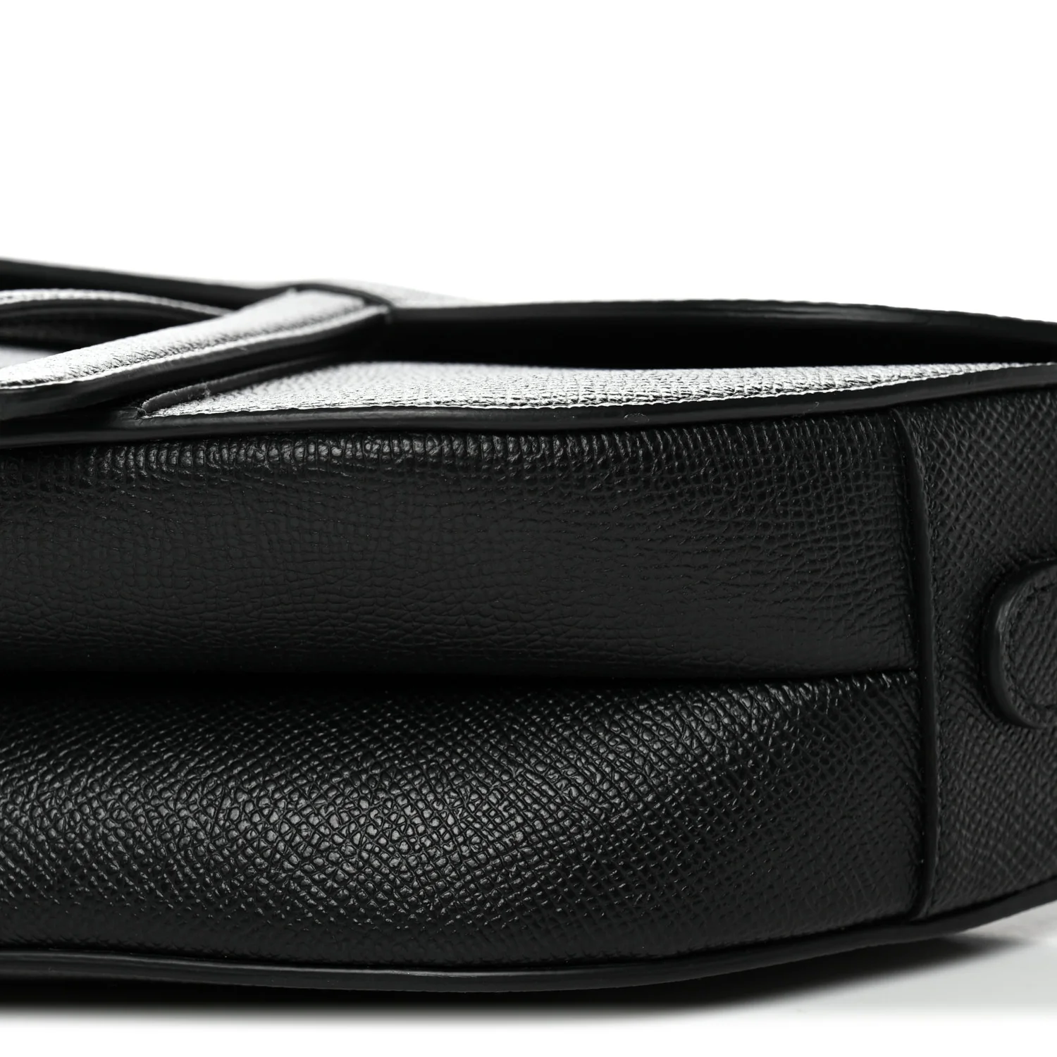 Grained Calfskin Saddle Bag With Strap Black - Image 10