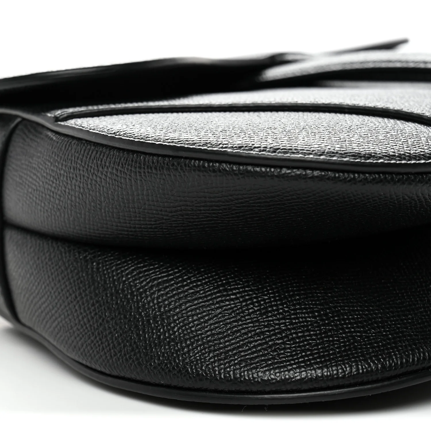 Grained Calfskin Saddle Bag With Strap Black - Image 9