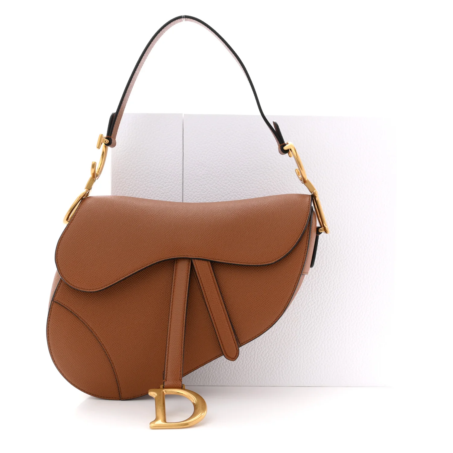 Grained Calfskin Saddle Bag With Strap Camello - Image 11