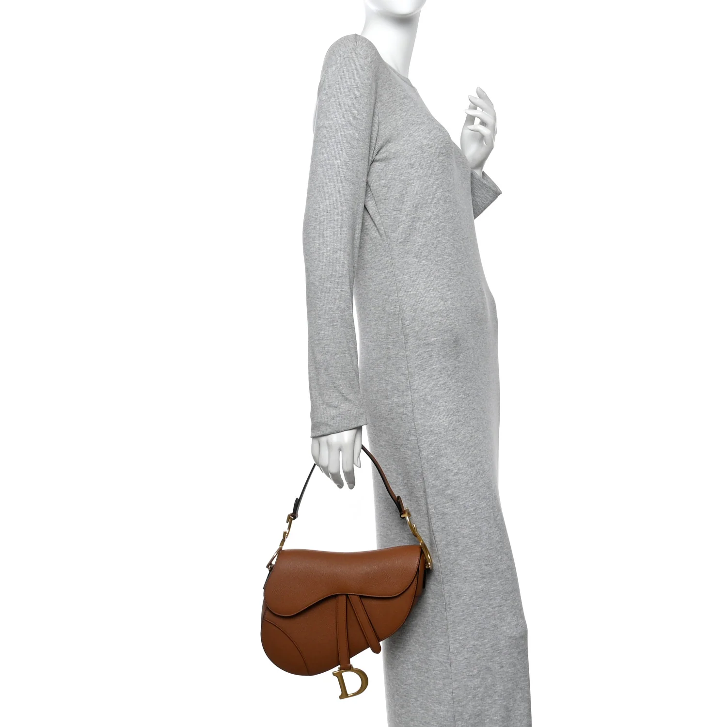 Grained Calfskin Saddle Bag With Strap Camello - Image 2