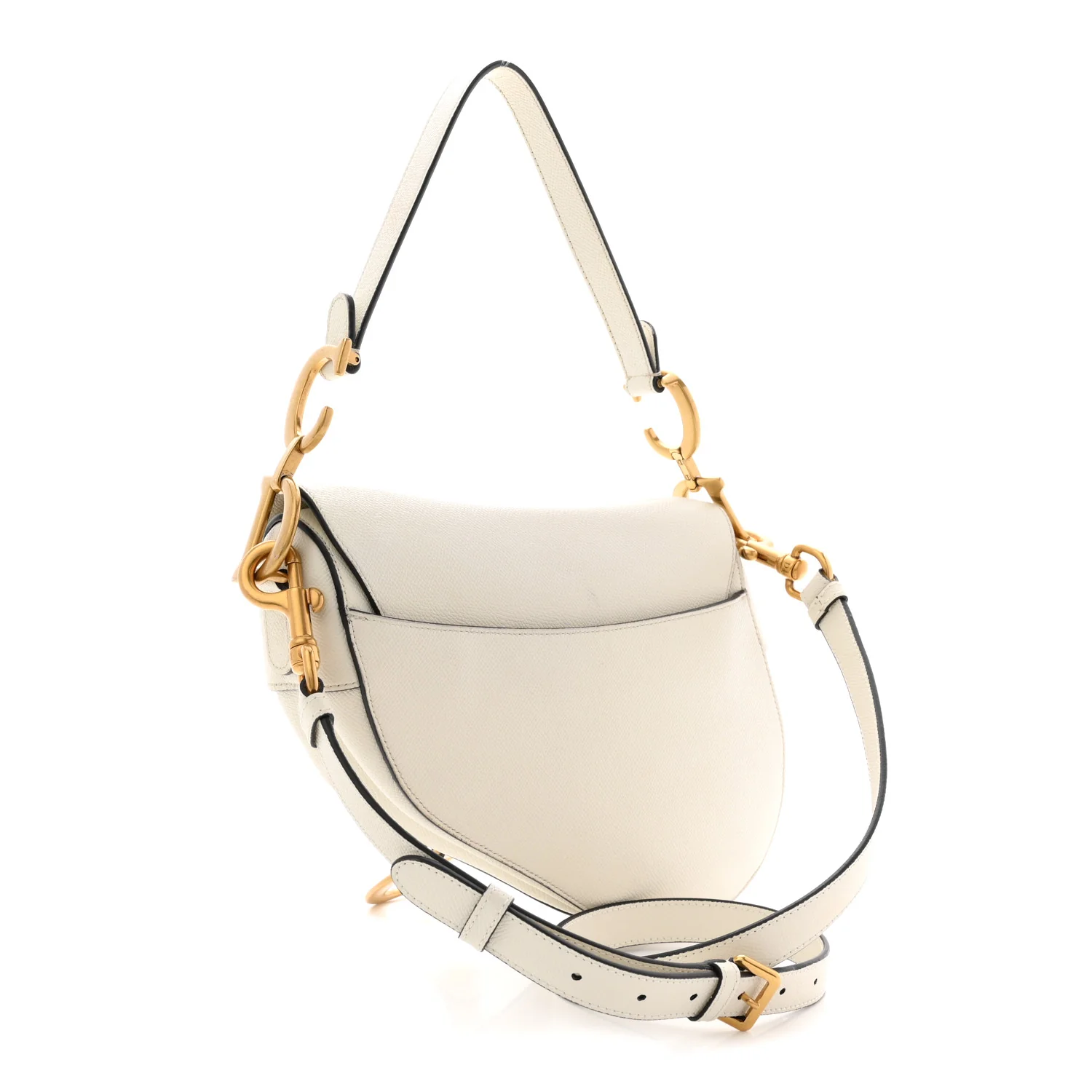Grained Calfskin Saddle Bag With Strap Latte - Image 3