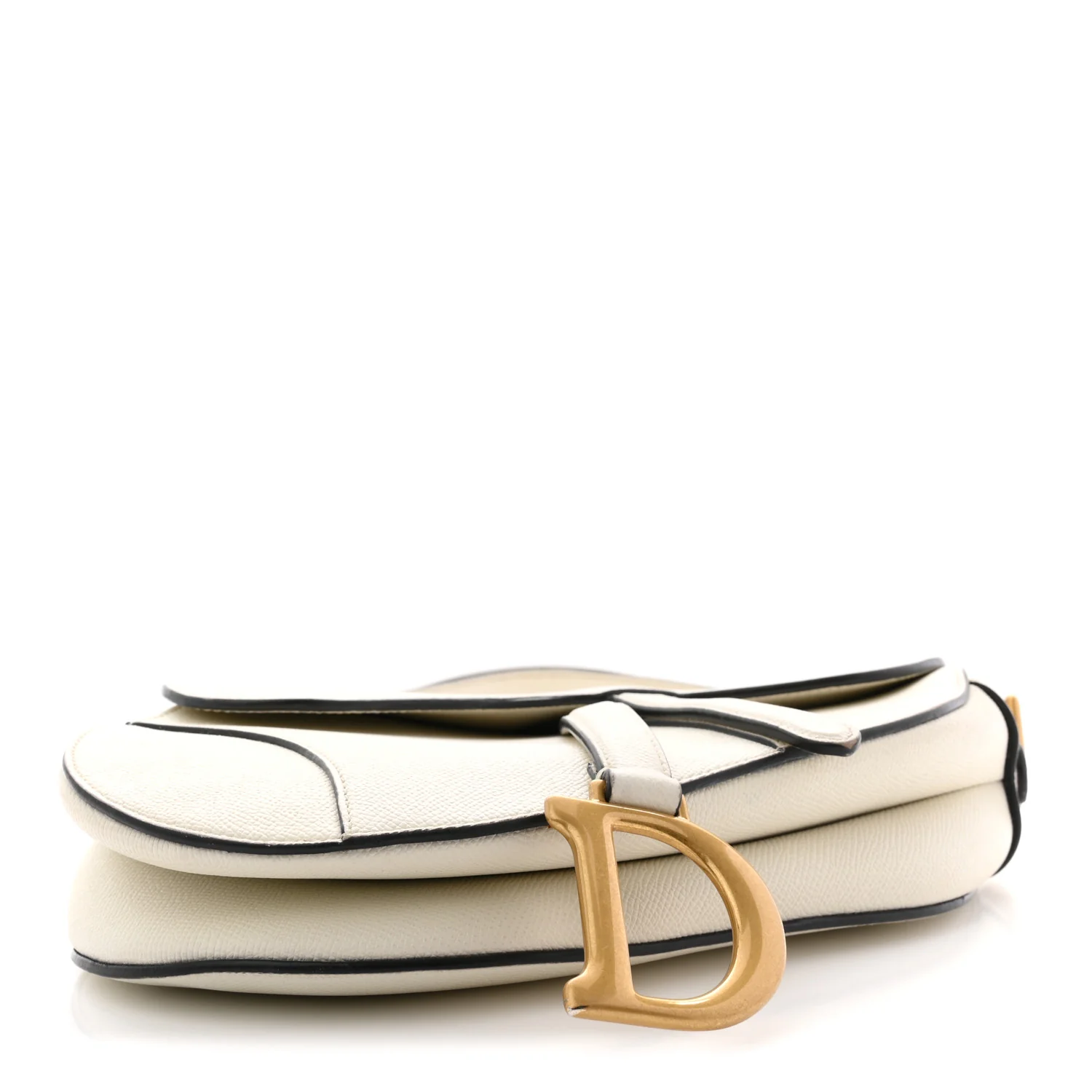 Grained Calfskin Saddle Bag With Strap Latte - Image 4