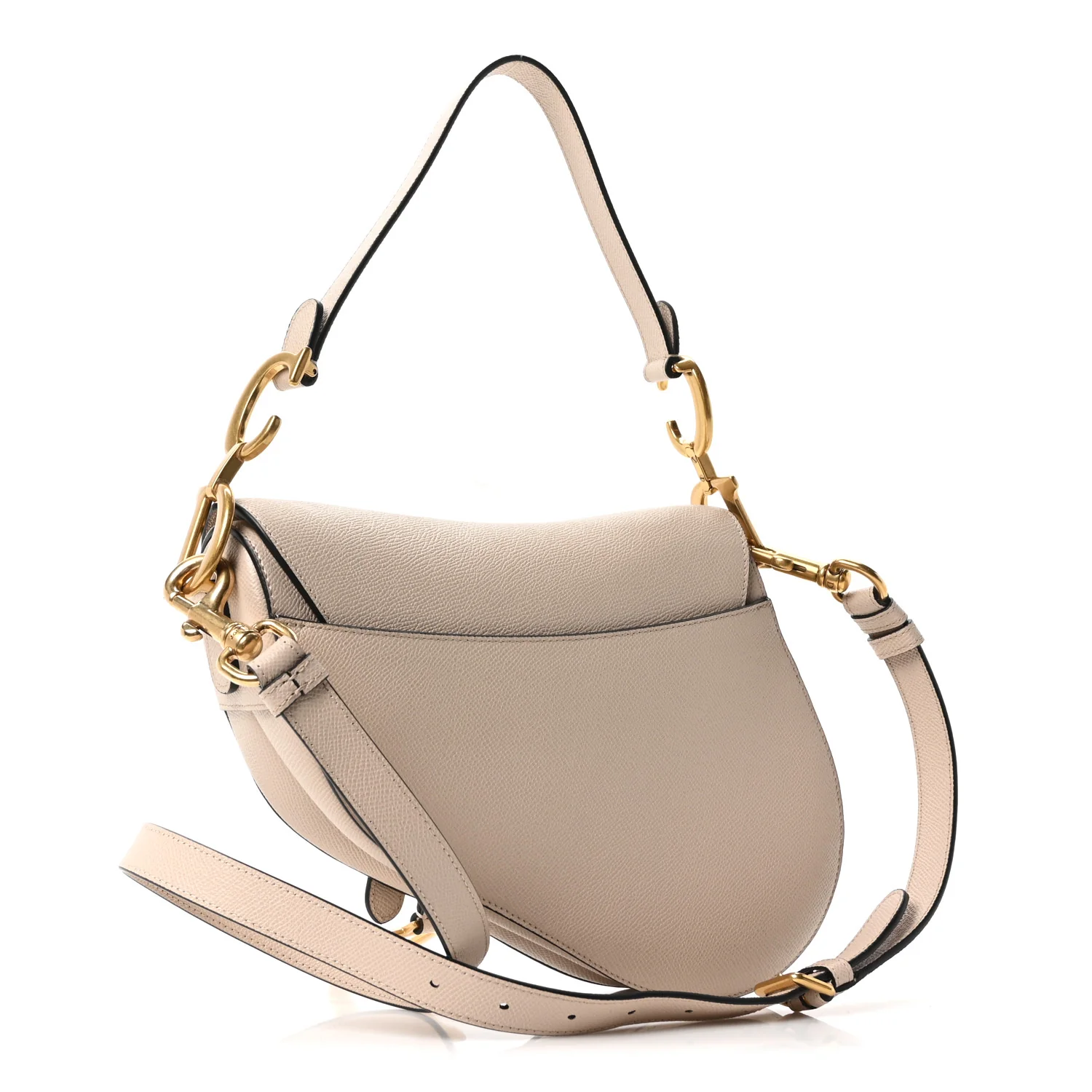 Grained Calfskin Saddle Bag With Strap Warm Taupe - Image 2