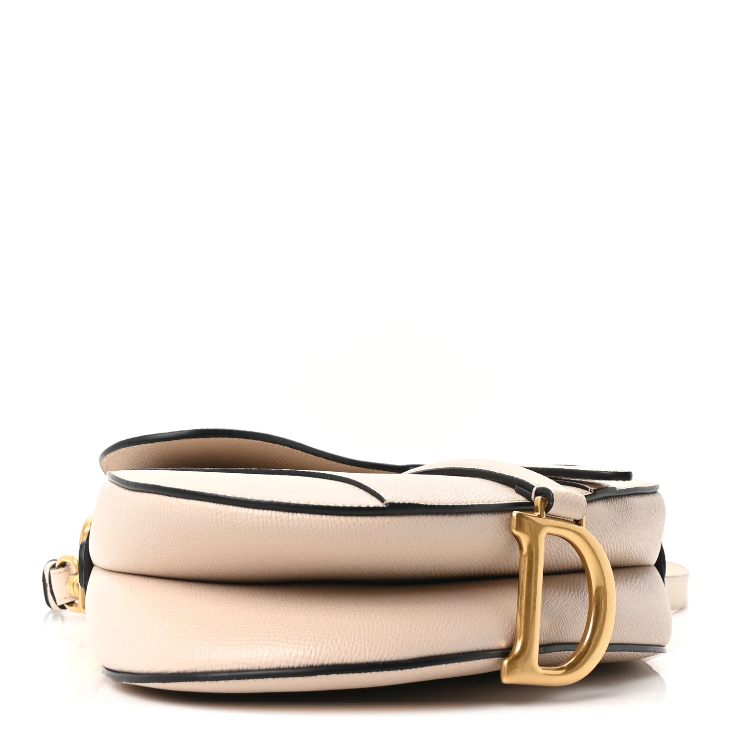 Grained Calfskin Saddle Bag With Strap Warm Taupe - Image 3