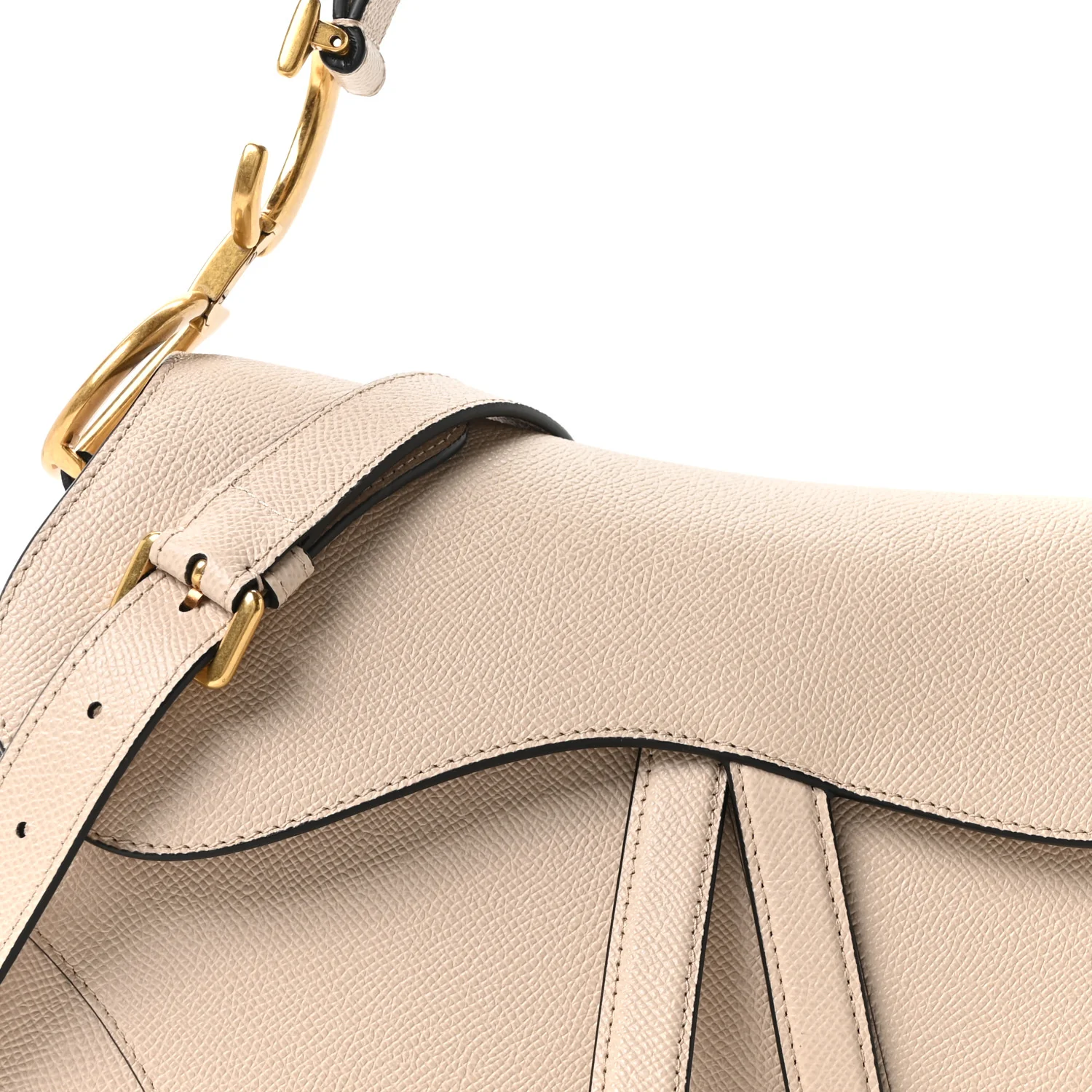 Grained Calfskin Saddle Bag With Strap Warm Taupe - Image 7