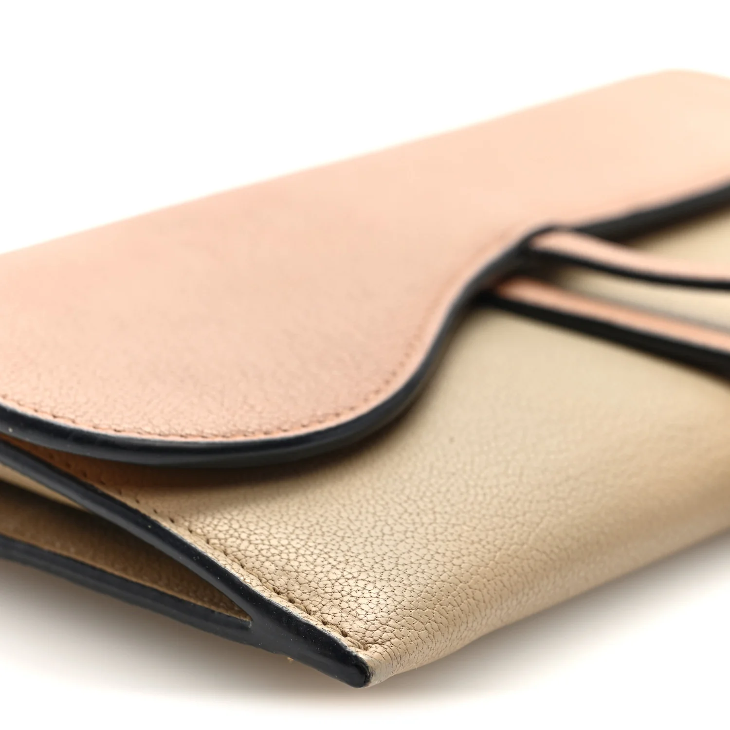 Grained Calfskin Saddle Chain Wallet Pouch Beige Taupe - Image 9