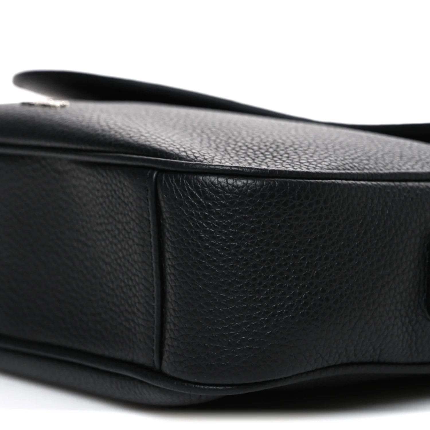 Grained Calfskin Saddle Messenger Bag Black - Image 10