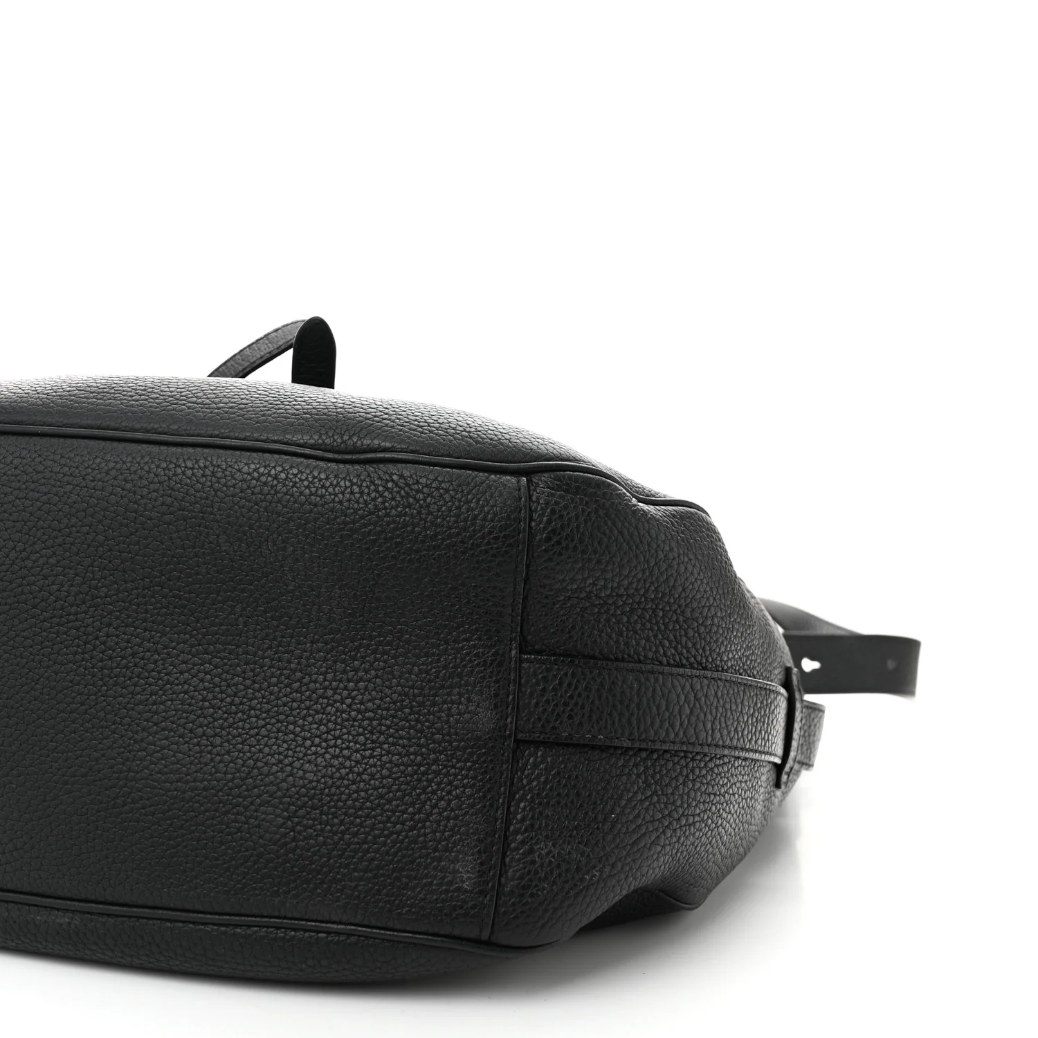 Grained Calfskin Saddle Soft Bag Black - Image 10