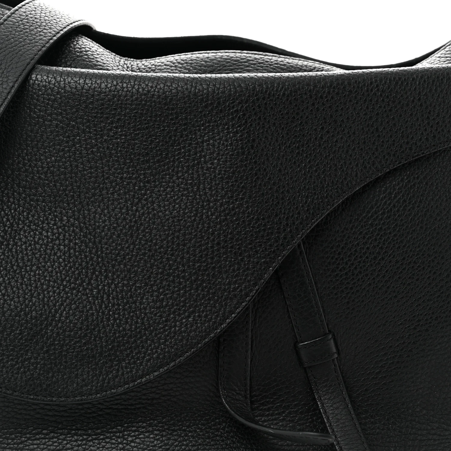 Grained Calfskin Saddle Soft Bag Black - Image 8