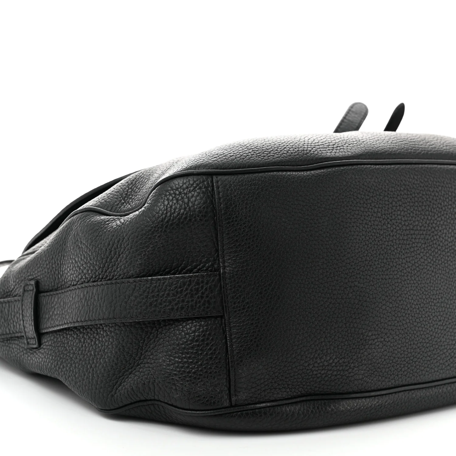 Grained Calfskin Saddle Soft Bag Black - Image 9