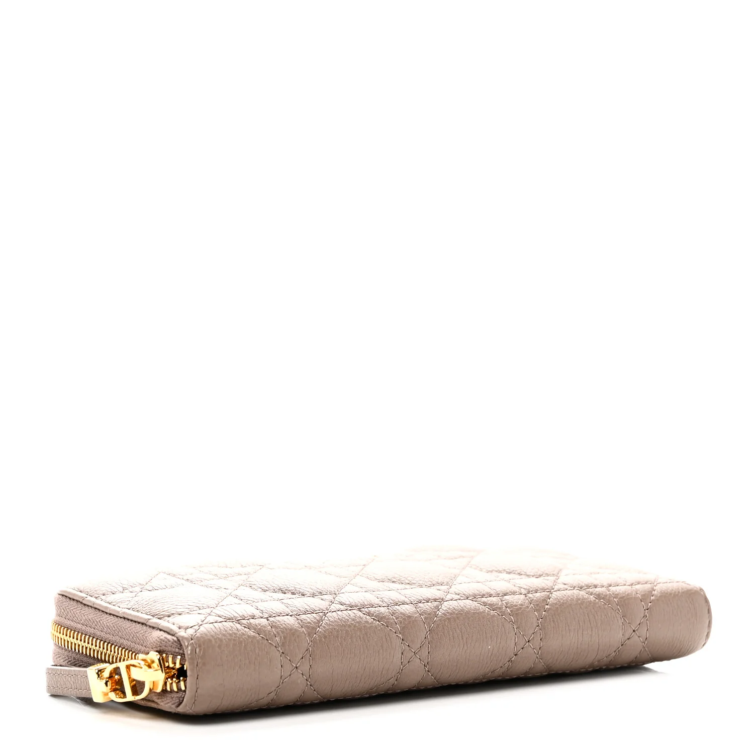 Grained Calfskin Supple Cannage Caro Zip Wallet Taupe - Image 4