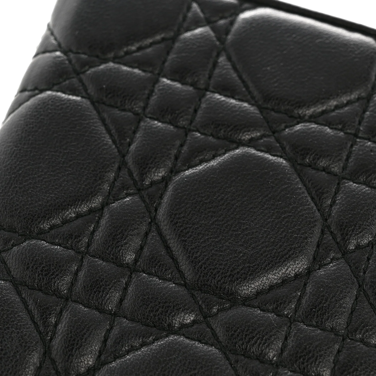 Lambskin Cannage Bi-Color Lady Dior Flap Card Holder Black Pink - Image 10