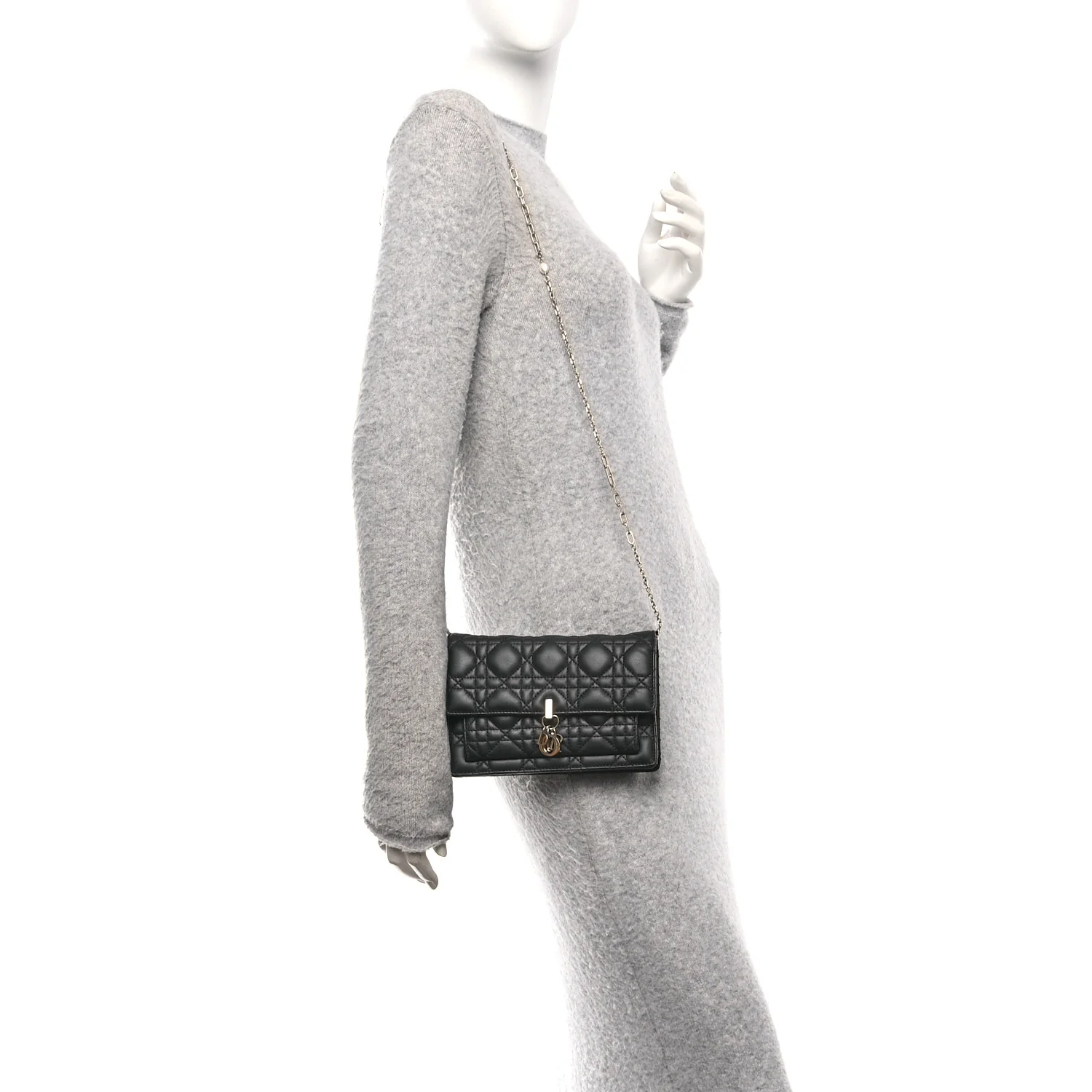 Lambskin Cannage Chain My Dior Daily Chain Pouch Black - Image 2
