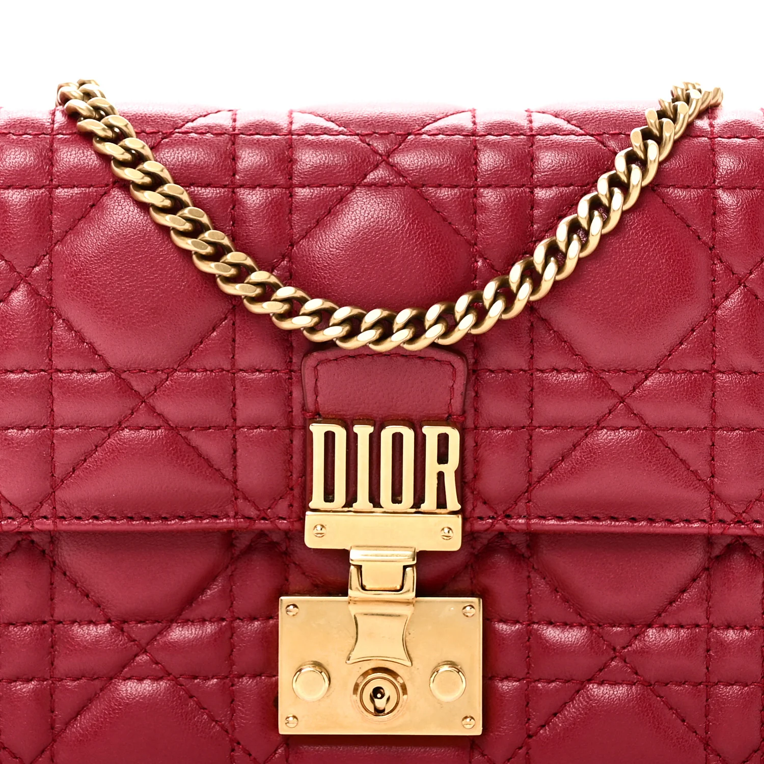 Lambskin Cannage Dioraddict Wallet On Chain Clutch Fuchsia - Image 8