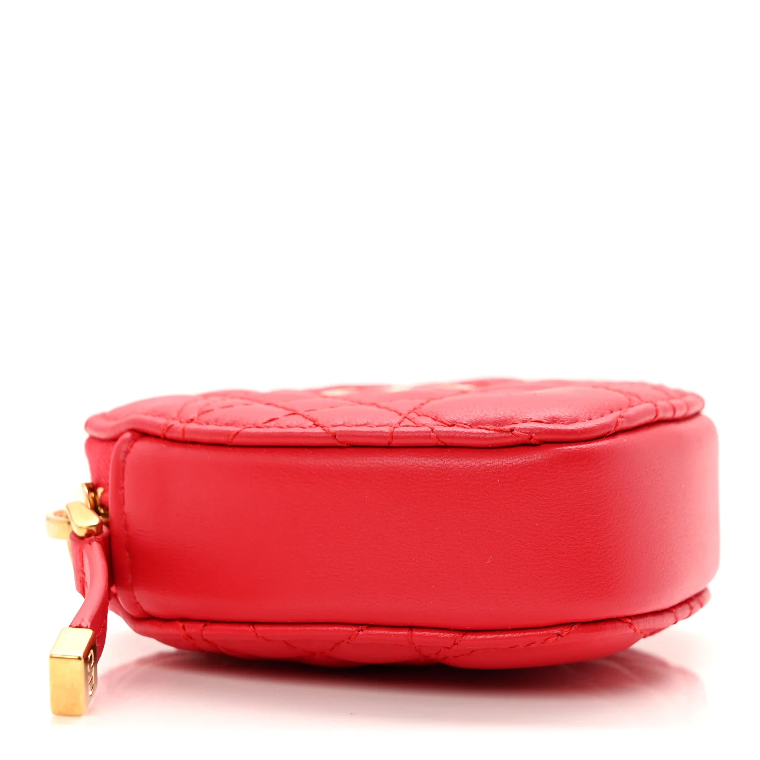 Lambskin Cannage Dioramour Caro Heart Coin Purse Bag Charm Red - Image 4