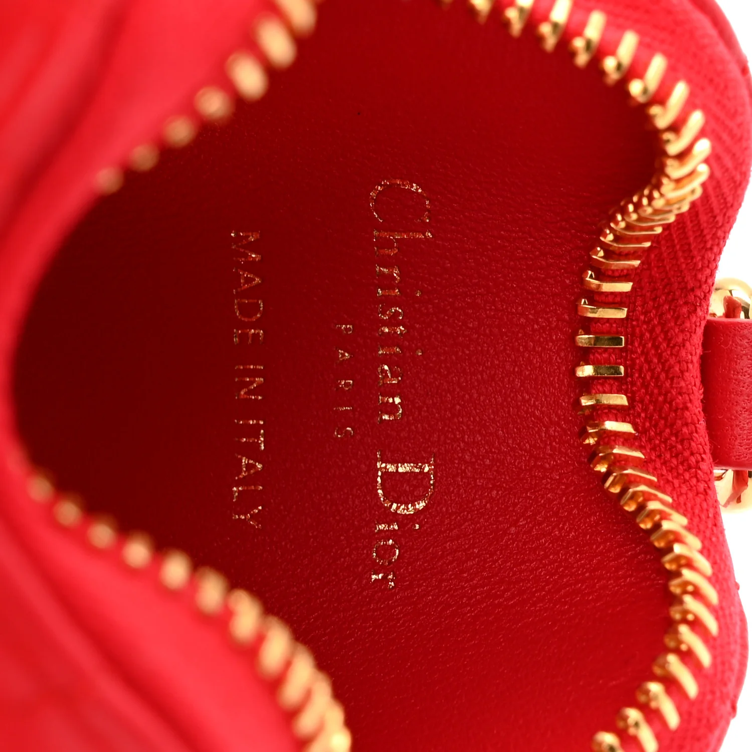 Lambskin Cannage Dioramour Caro Heart Coin Purse Bag Charm Red - Image 6