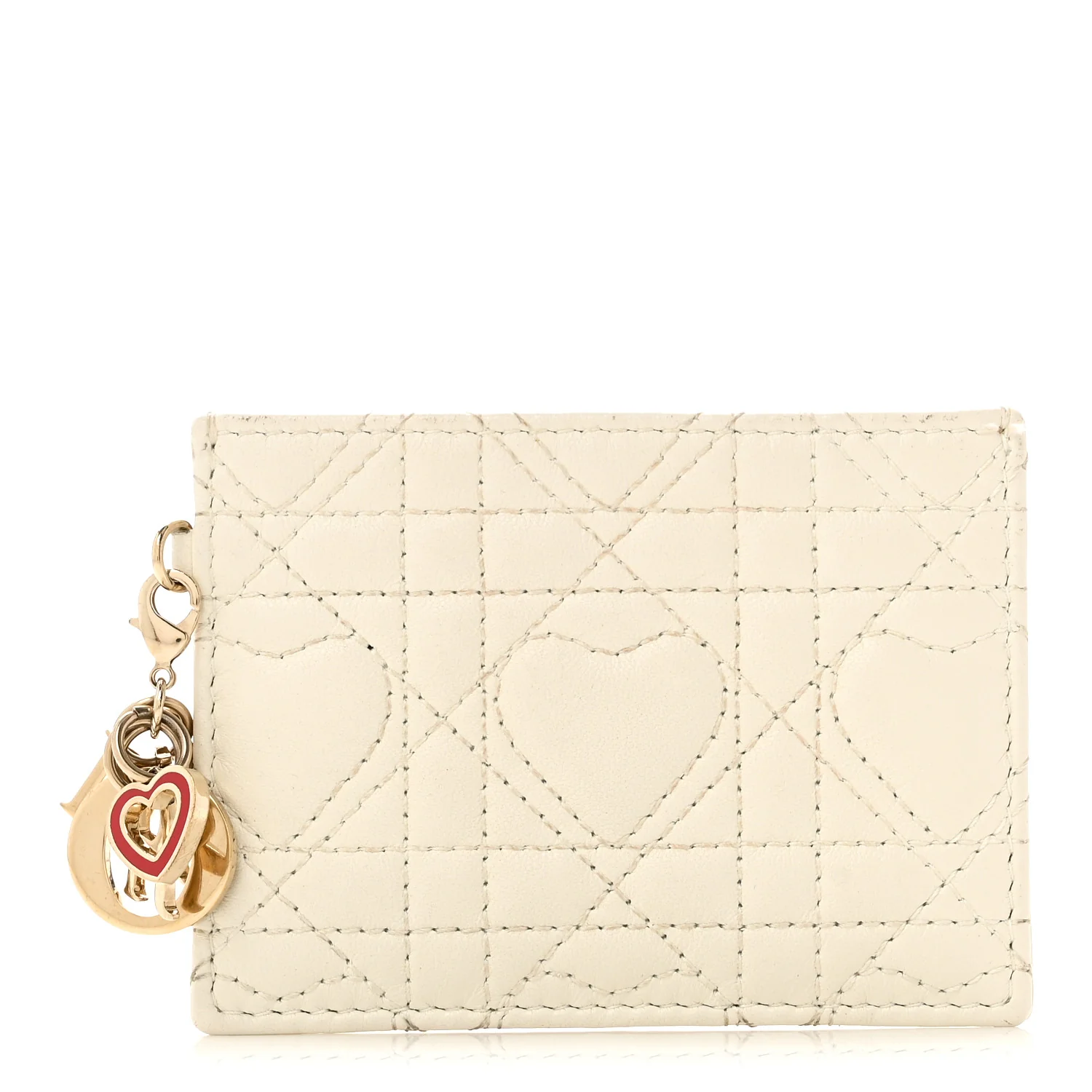 Lambskin Cannage DiorAmour Lady Dior Card Holder White