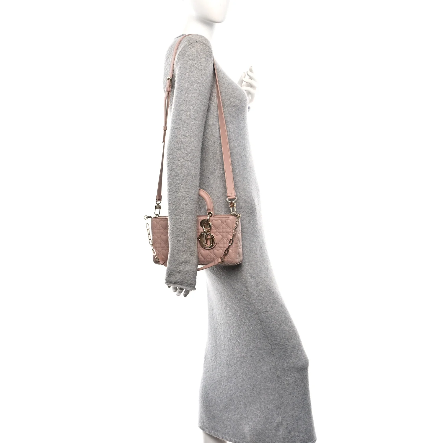 Lambskin Cannage Heart Medium Lady D-Joy Rose Des Vents - Image 2