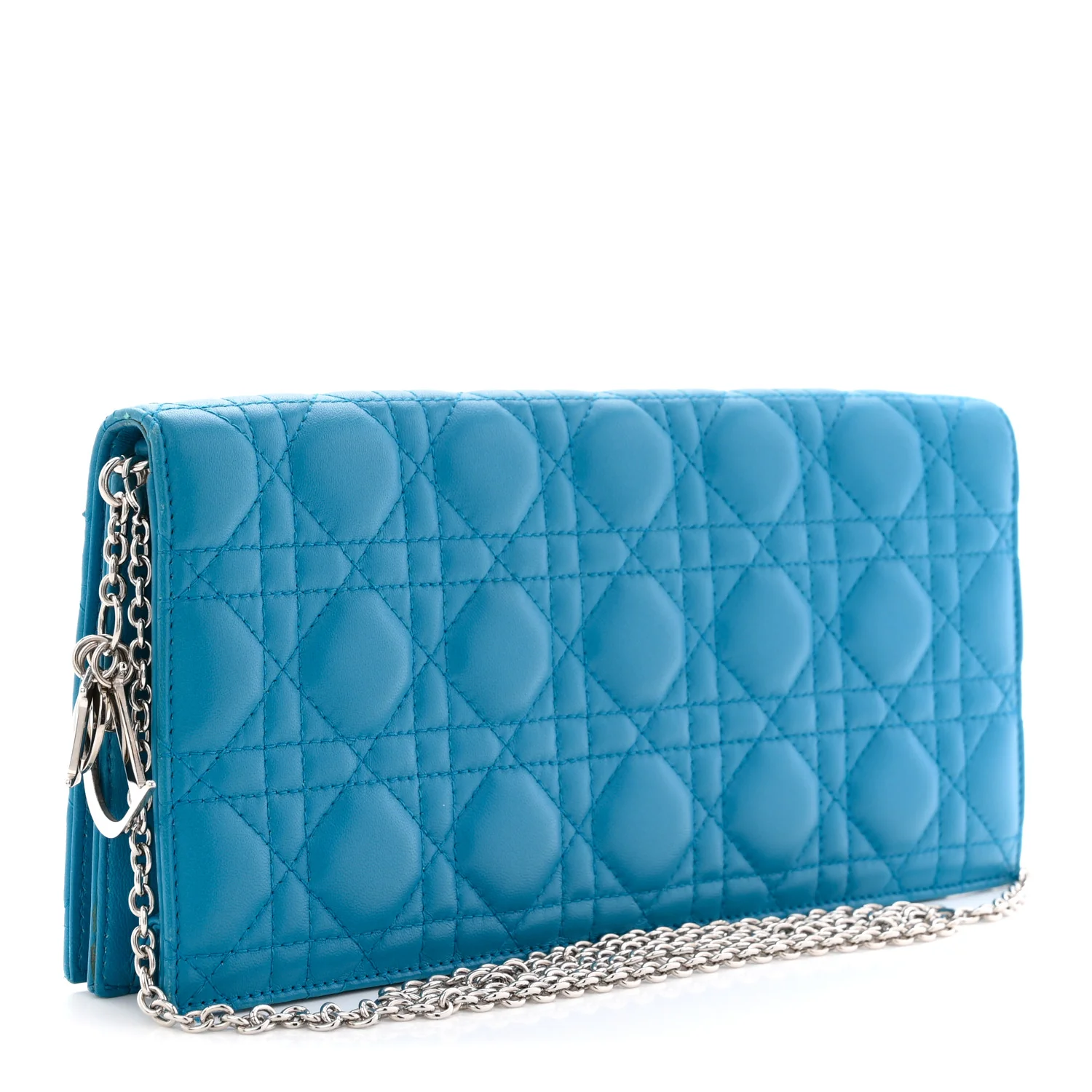 Lambskin Cannage Lady Dior Convertible Clutch Blue - Image 3