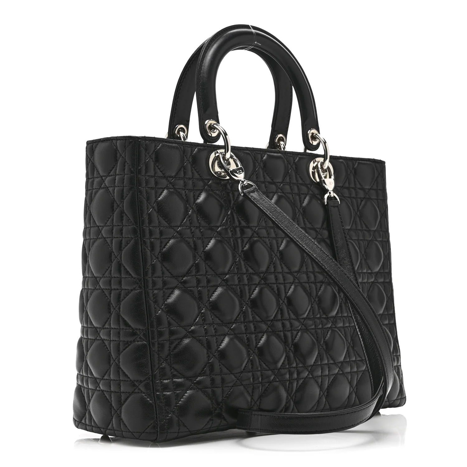 Lambskin Cannage Large Lady Dior Black - Image 3