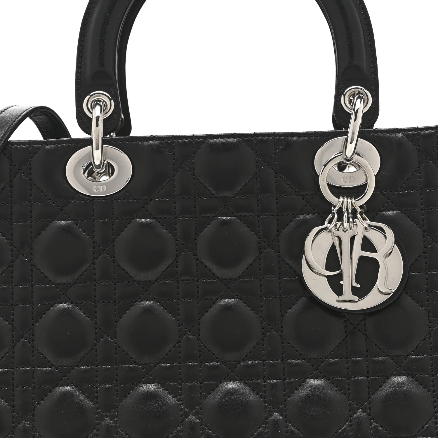Lambskin Cannage Large Lady Dior Black - Image 8