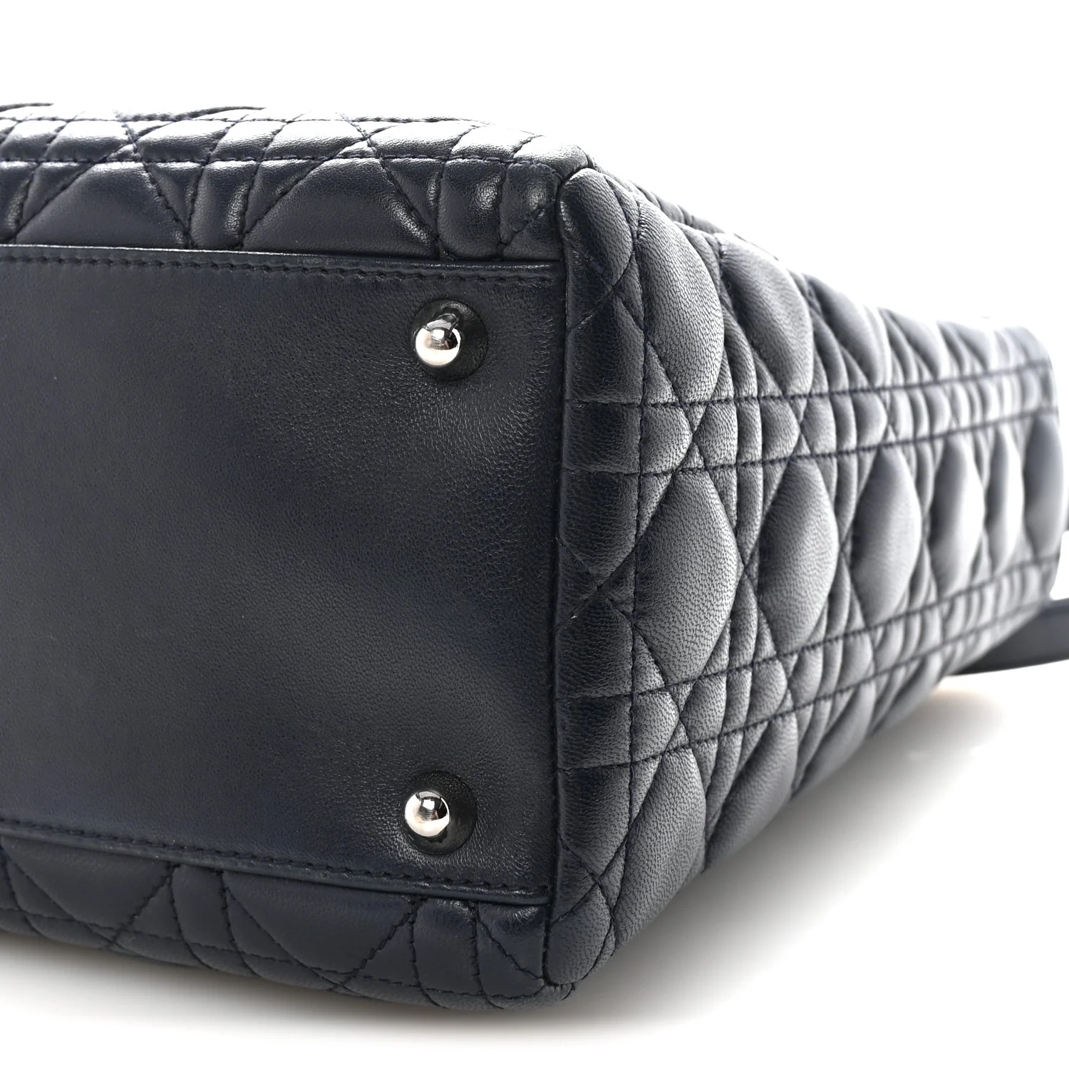 Lambskin Cannage Large Lady Dior Navy Blue - Image 10