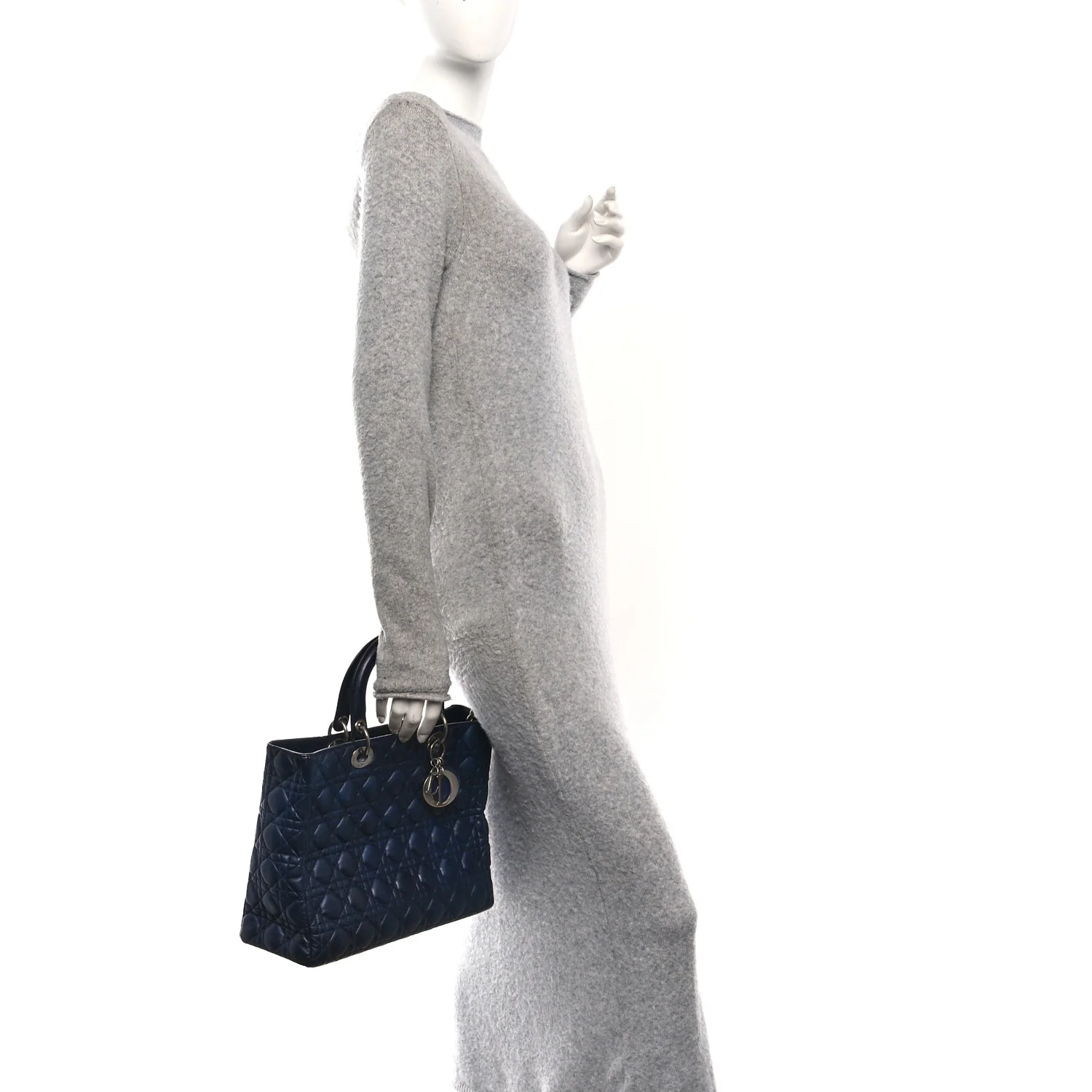 Lambskin Cannage Large Lady Dior Royal Blue - Image 2