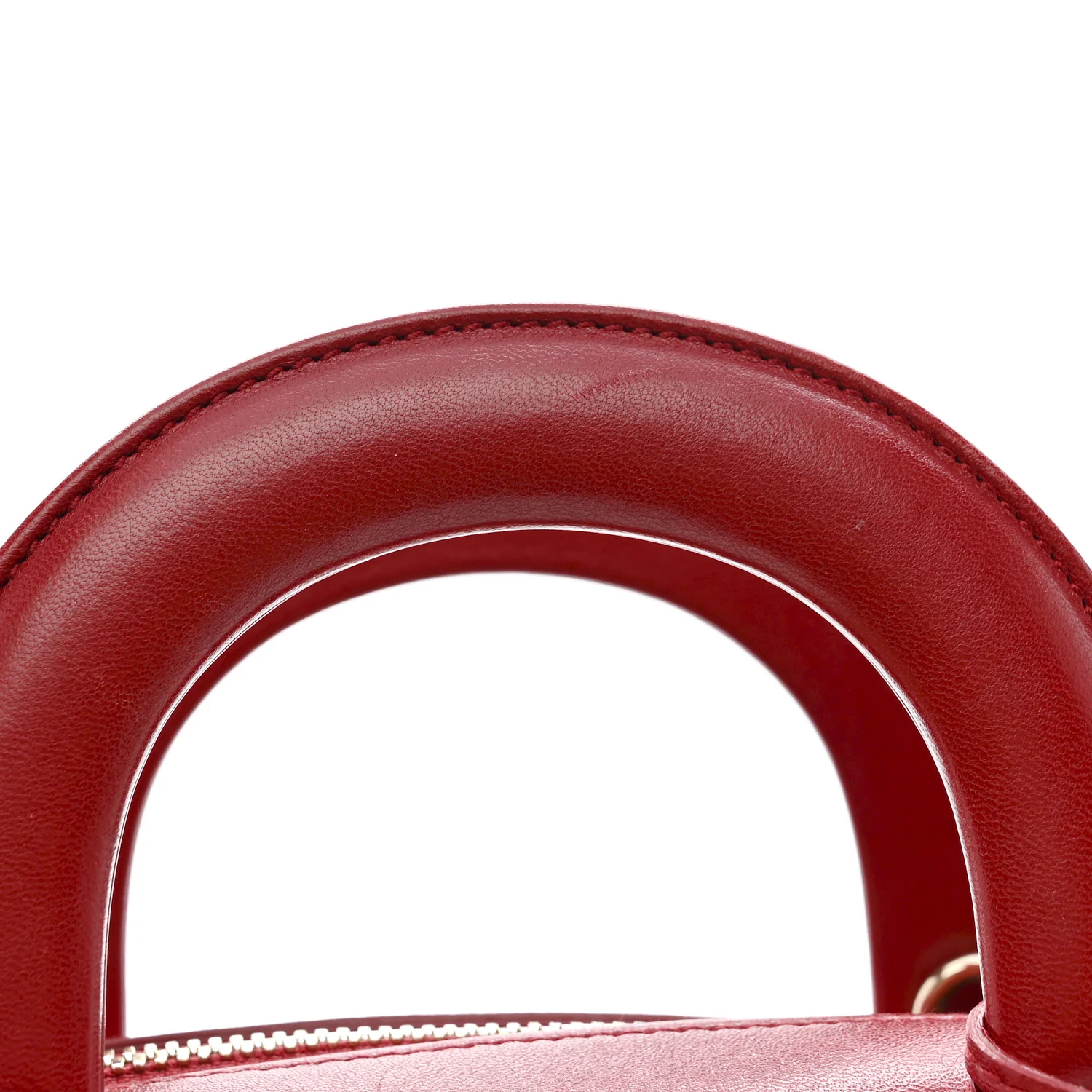 Lambskin Cannage Lily Tote Dark Red - Image 11
