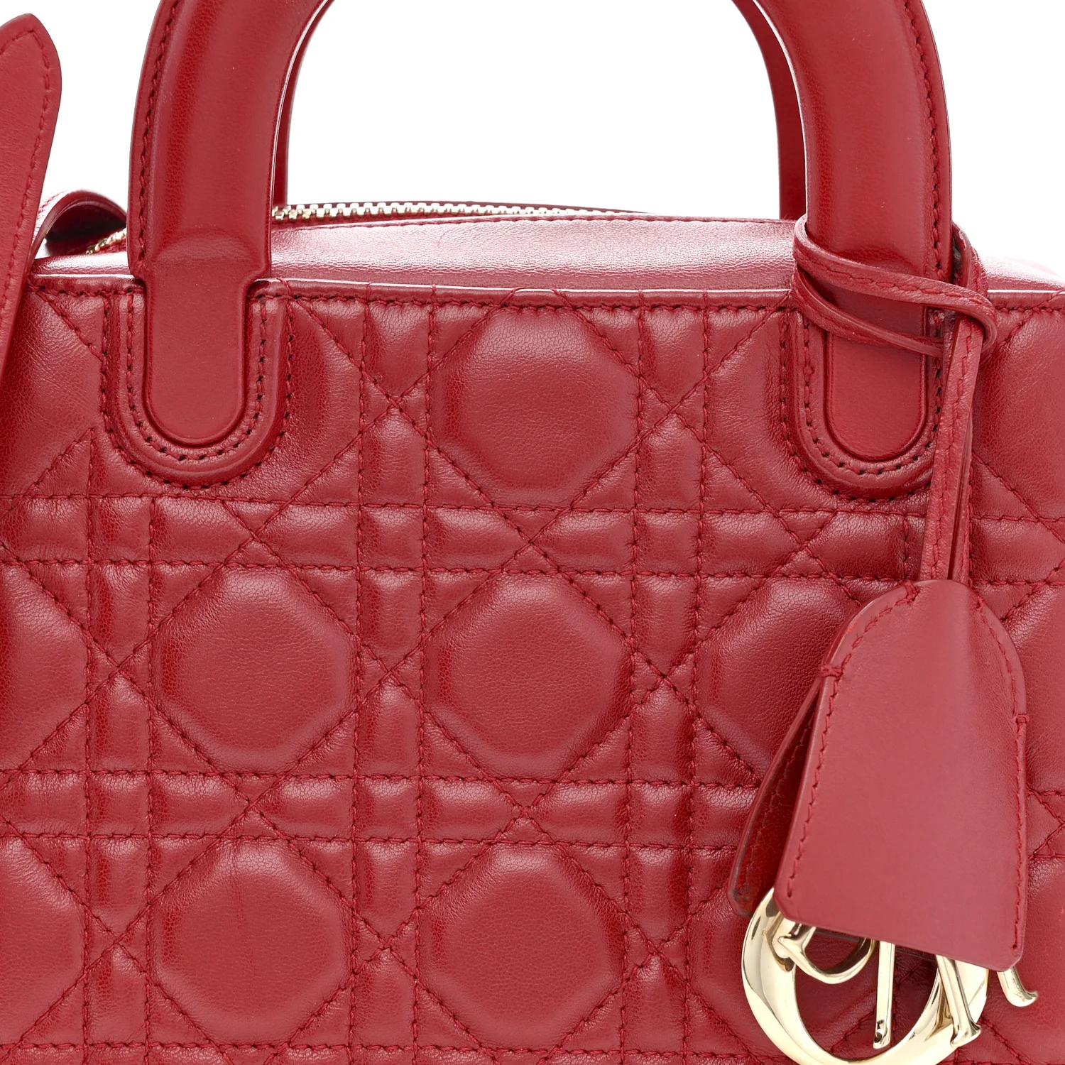 Lambskin Cannage Lily Tote Dark Red - Image 8