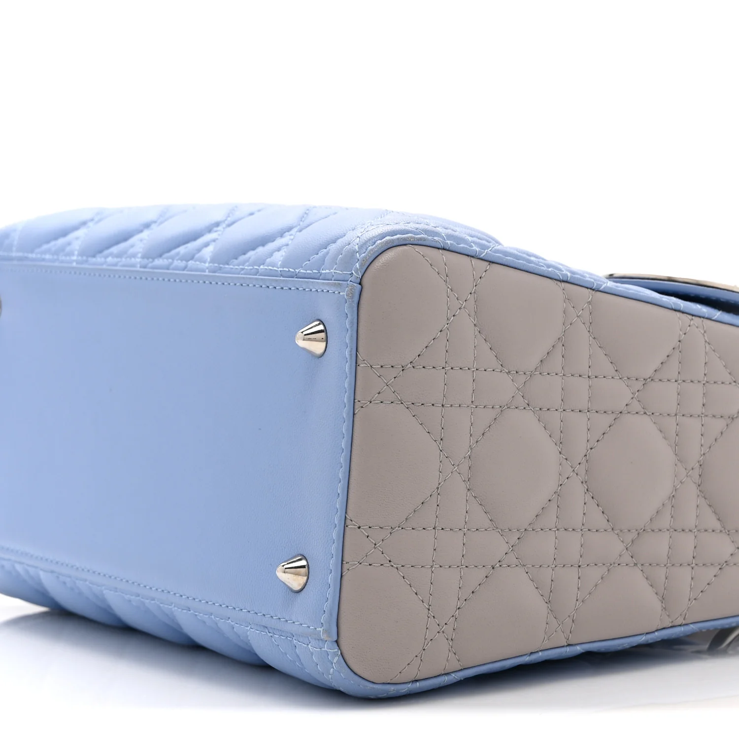 Lambskin Cannage Medium Bi-Color Lady Dior Blue Gray - Image 10