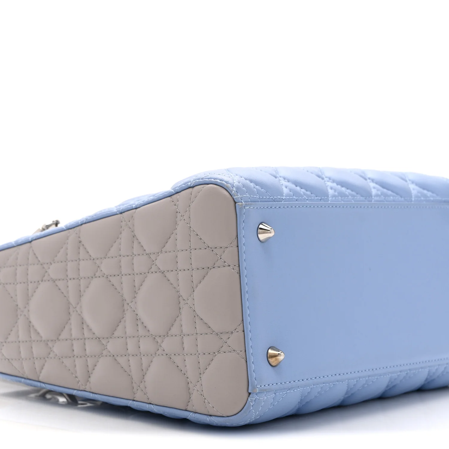 Lambskin Cannage Medium Bi-Color Lady Dior Blue Gray - Image 9