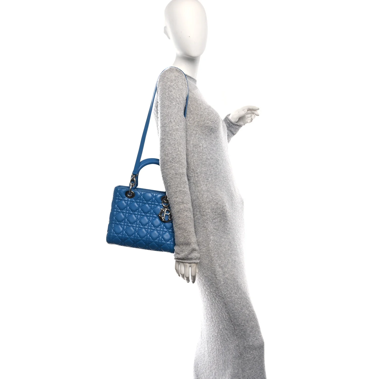 Lambskin Cannage Medium Lady Dior Blue - Image 2