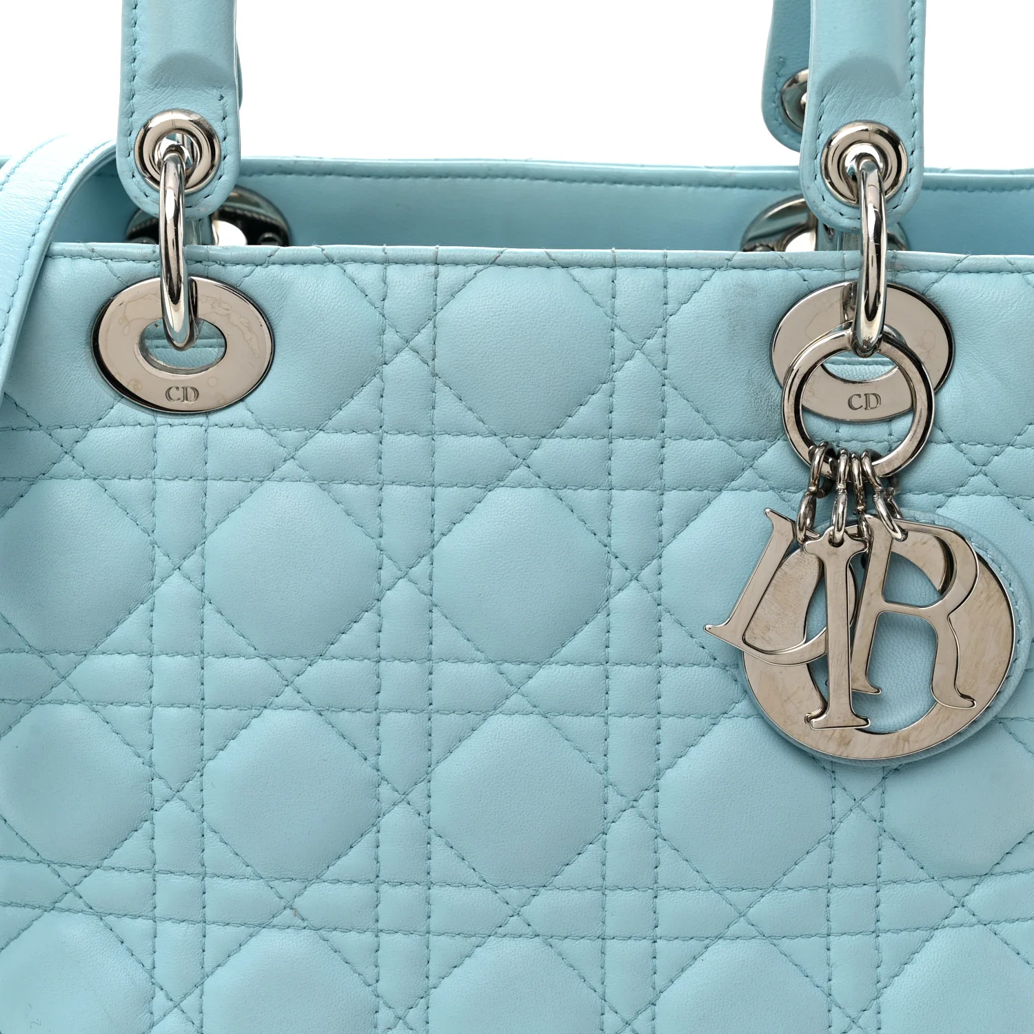 Lambskin Cannage Medium Lady Dior Light Blue - Image 8